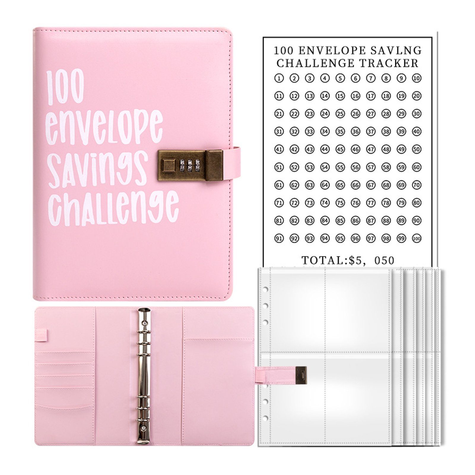 Blusmart Notizbuch Notizbuch Passwortsperre Mit Und 100 pink Umschlagherausforderungen