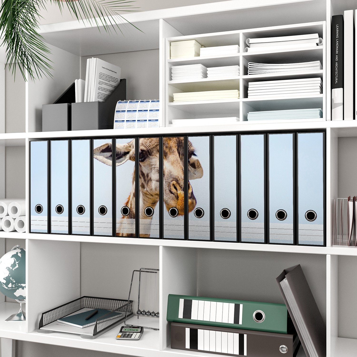 Thumbnail - Wallario Etiketten Nahaufnahme einer Giraffe, Ordnerrücken-Sticker in verschiedenen Ausführungen