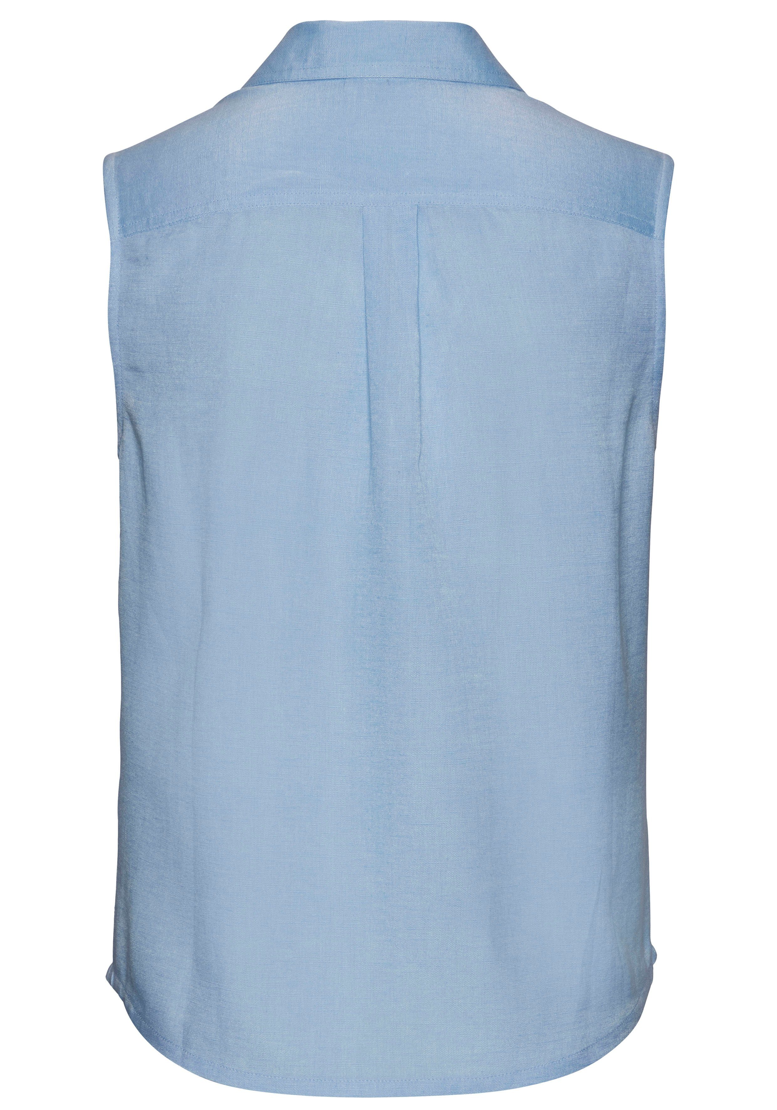 LASCANA Blusentop aus softer Webware mit Leinenanteil, Damenbluse mit Hemdblusenkragen