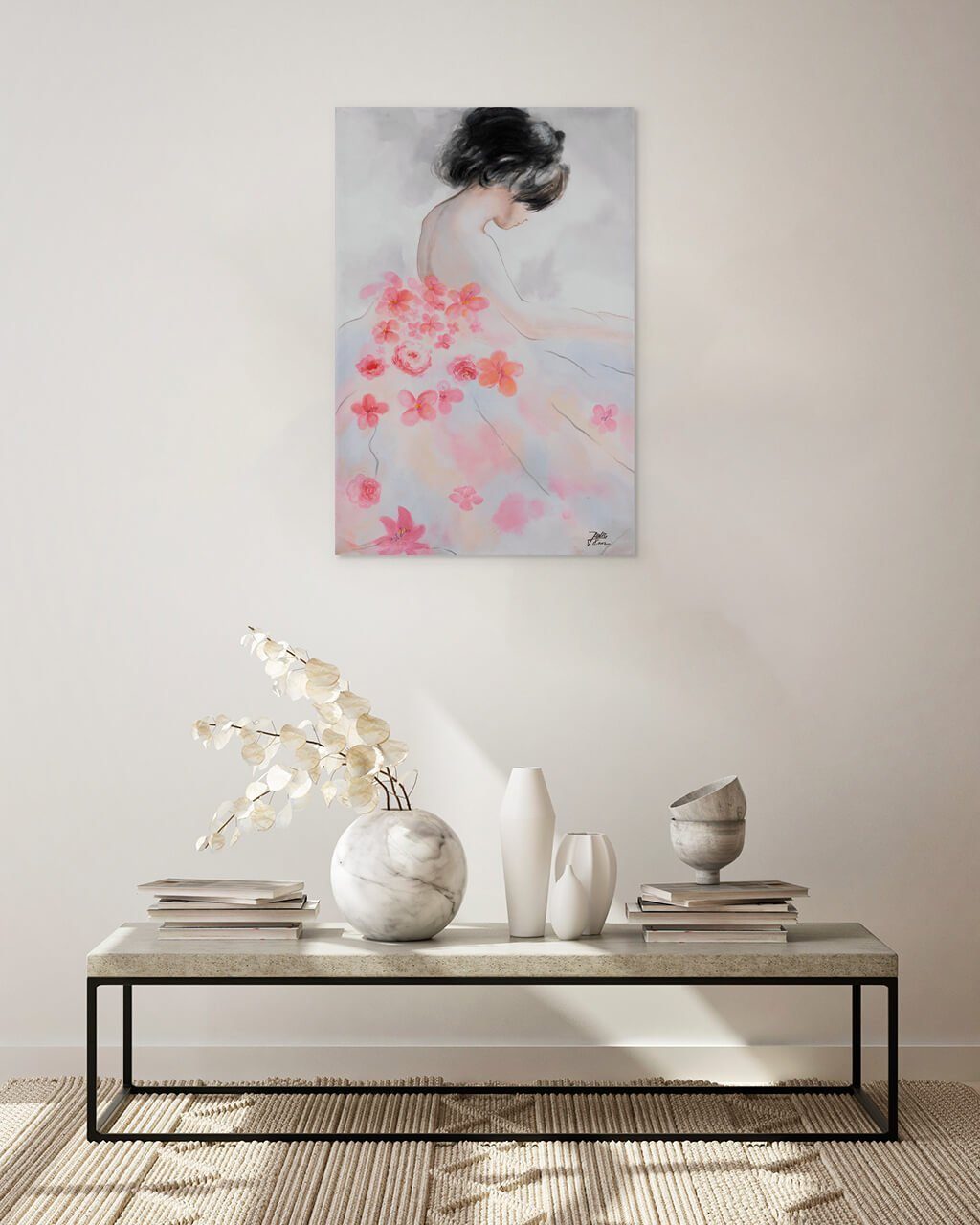 Floral Gemälde Beauty HANDGEMALT 100% KUNSTLOFT 60x90 Wandbild cm, Wohnzimmer Leinwandbild