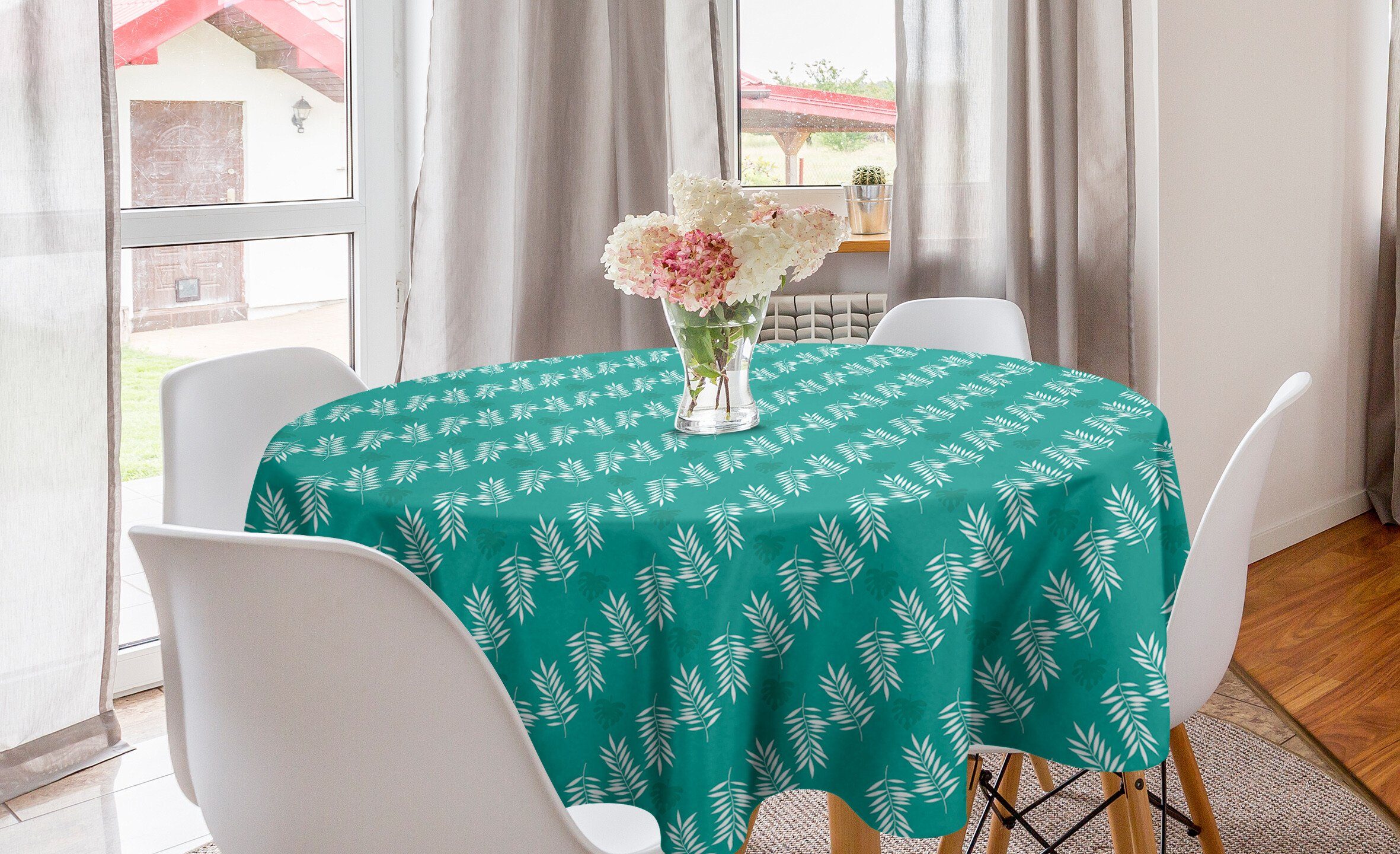 Abakuhaus Tischdecke Kreis belaubt Küche Tischdecke Dekoration, Esszimmer Philodendron für Wiederholung Abdeckung