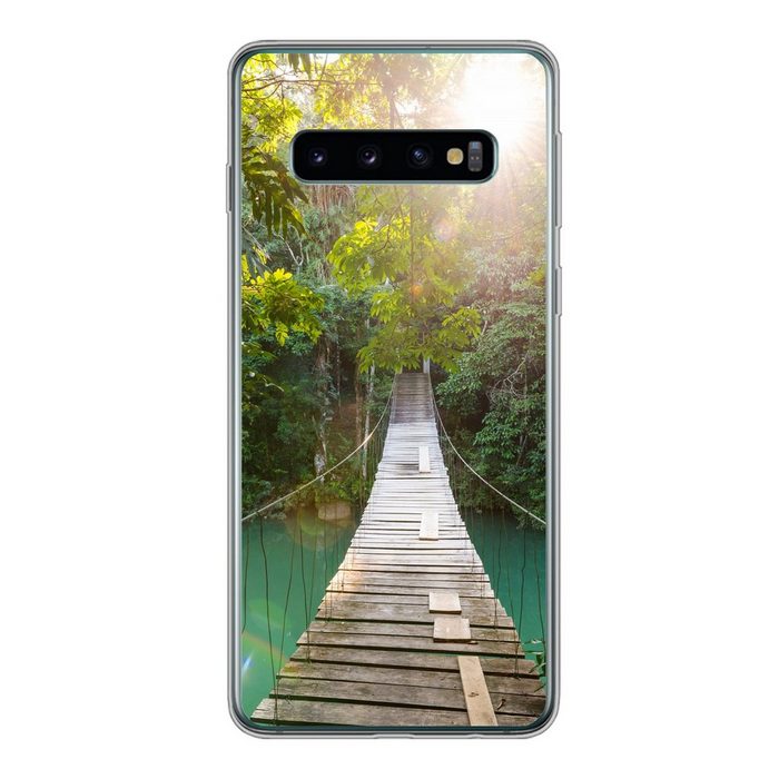 MuchoWow Handyhülle Dschungel - Wasser - Brücke - Natur - Pflanzen Phone Case Handyhülle Samsung Galaxy S10 Silikon Schutzhülle