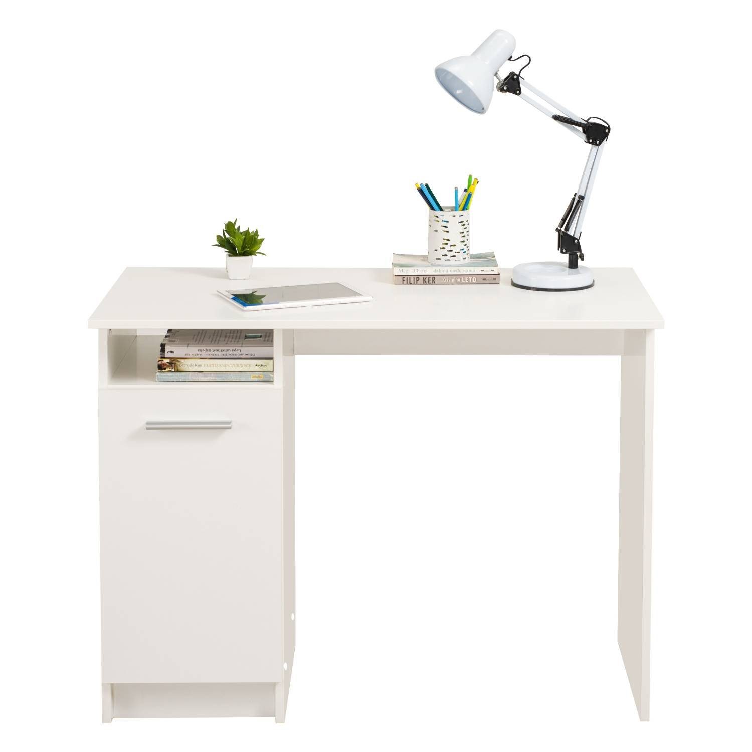 weiß weiß Bürotisch Holz natur Schreibtisch Computertisch | Weiß weiß Set) | (kein Homestyle4u 50x100