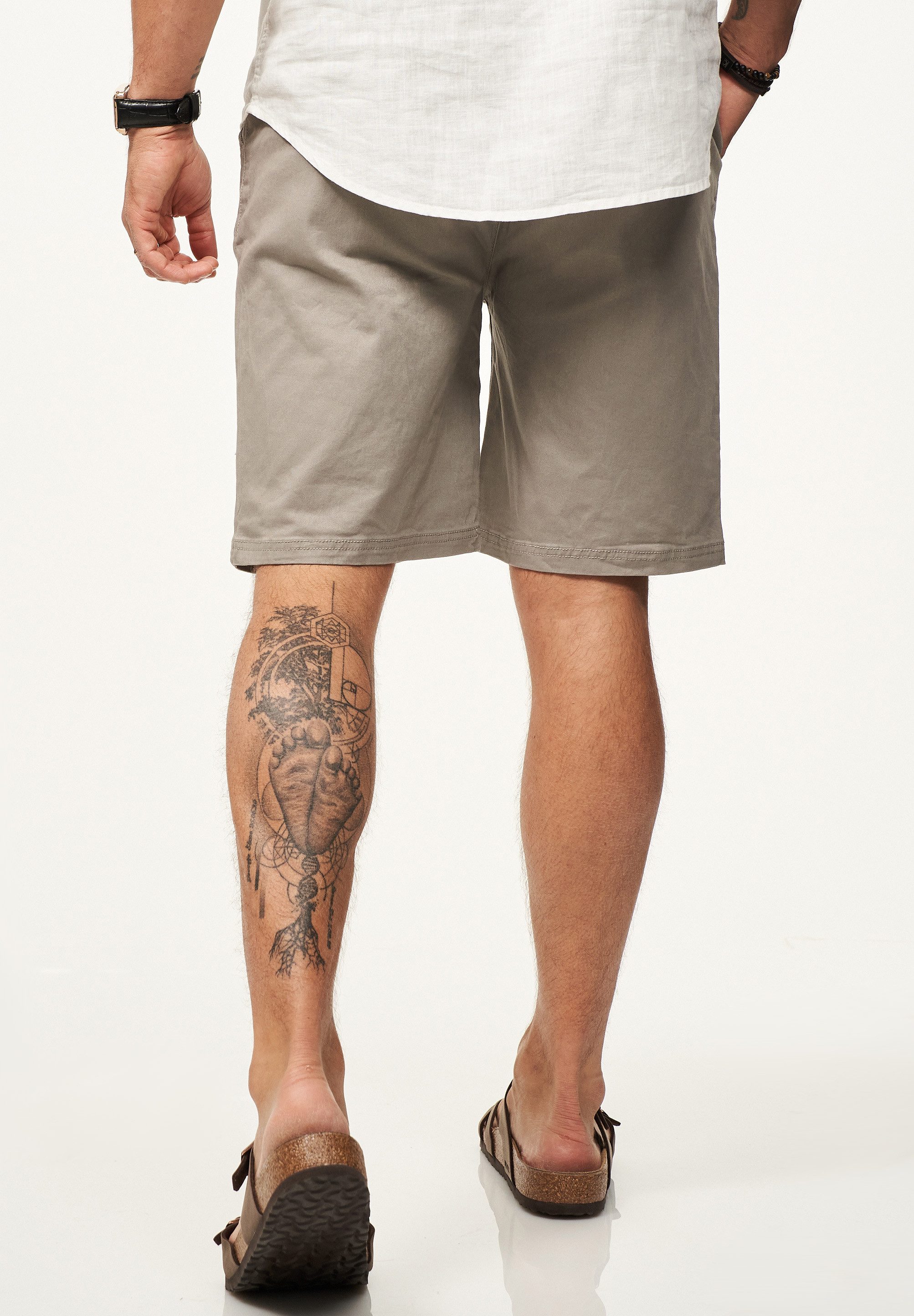 SOULSTAR Chinoshorts mit Stretchanteil Basic Kurze Hose für Herren Regular-Fit Sommershorts mit Elasthan-Anteil Bermuda inkl. Gürtel
