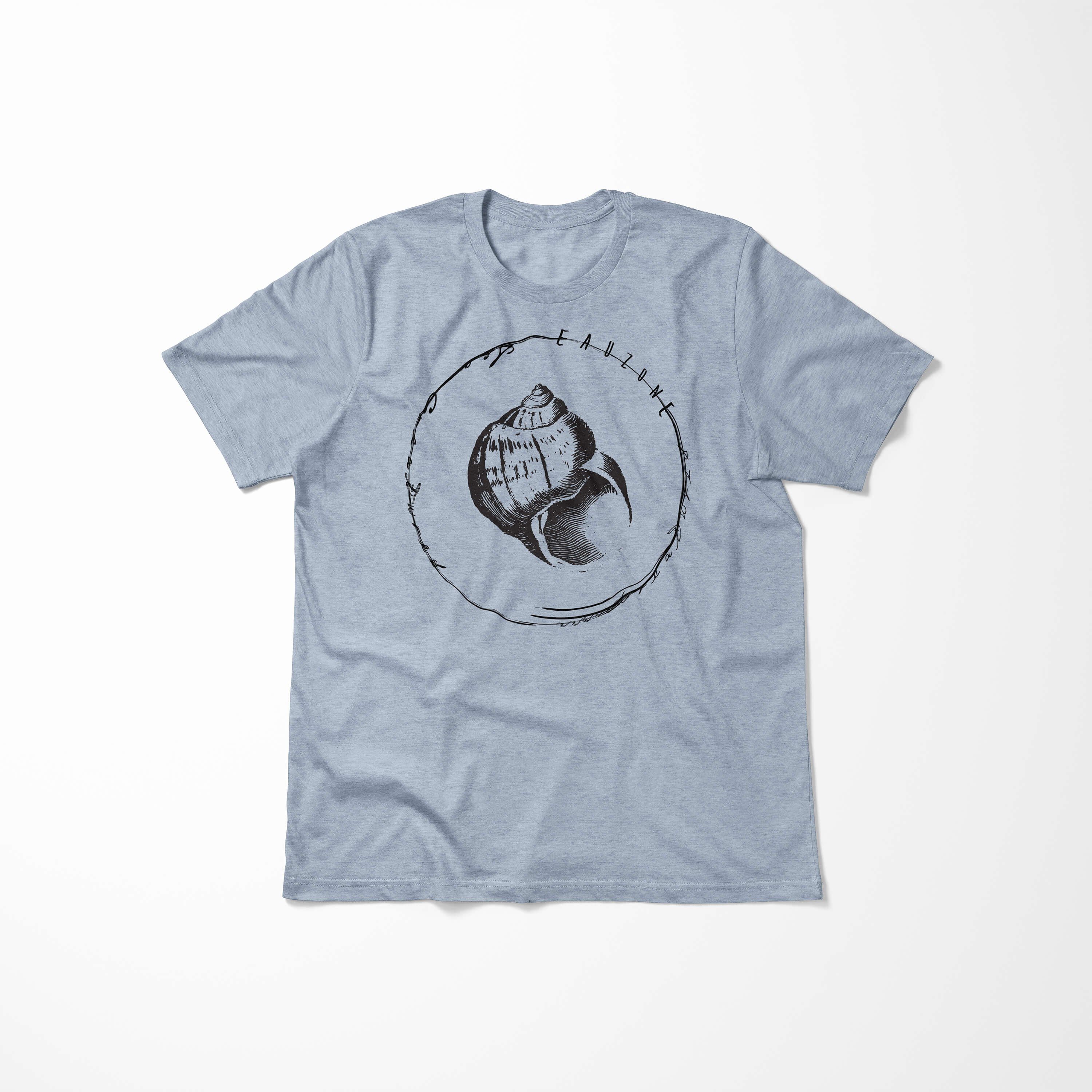 Sea Tiefsee und Art Struktur feine T-Shirt sportlicher Fische - Schnitt / 022 T-Shirt Creatures, Sea Stonewash Serie: Sinus Denim