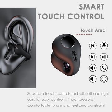 Xmenha HiFi-Stereoklang Open-Ear-Kopfhörer (Dank des ergonomischen Designs und des leichten Materials bieten die Kopfhörer ganztägigen Tragekomfort ohne Stress oder Beschwerden., Intuitive Touch-Steuerung und digitale LED-Anzeige für ein müheloses)