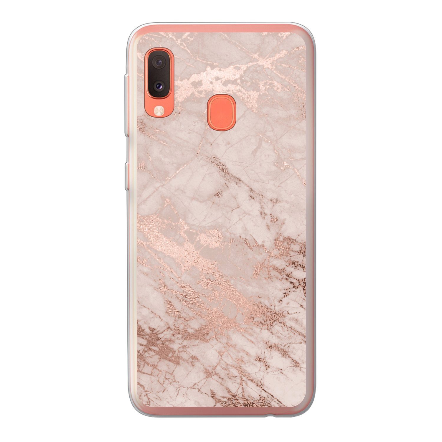 MuchoWow Handyhülle für Samsung Galaxy A20e Marmor - Rosa - Luxus - Marmoroptik - Glitzer, Smartphone-Bumper, Print, Handy Schutzhülle Dünn
