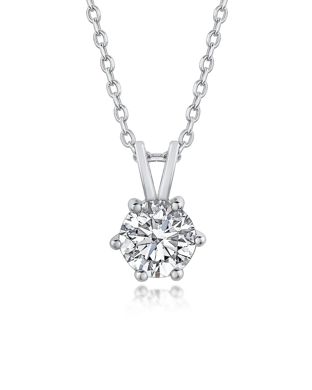 Kette mit Anhänger 'Annie' Damen Halskette aus 925 Sterlingsilber Kristall-Anhänger weiß