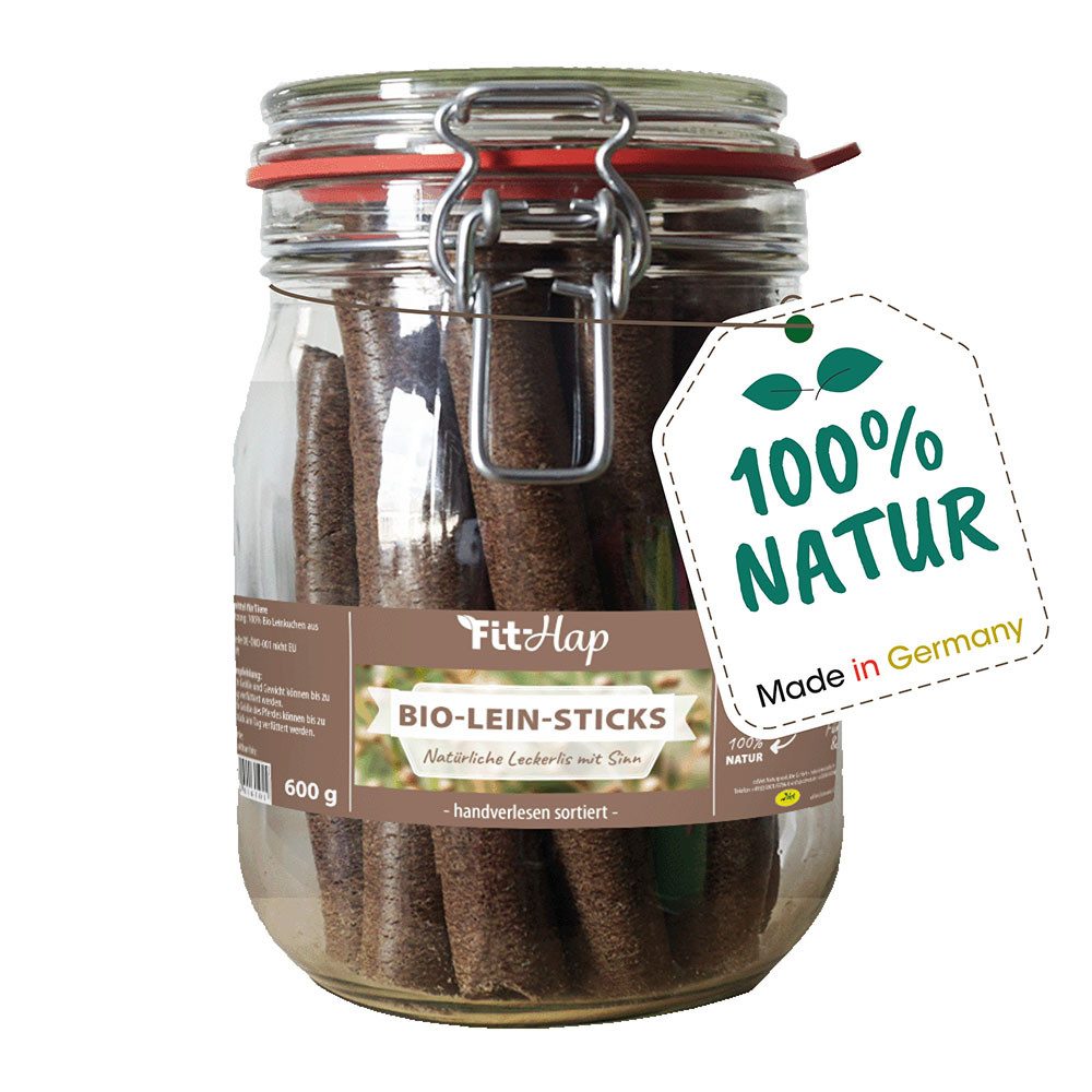 cdVet Fit-Hap Bio-Lein-Sticks, Snack für: Pferde, Hunde, Das ideale Leckerli für zwischendurch, perfekt portionierbar