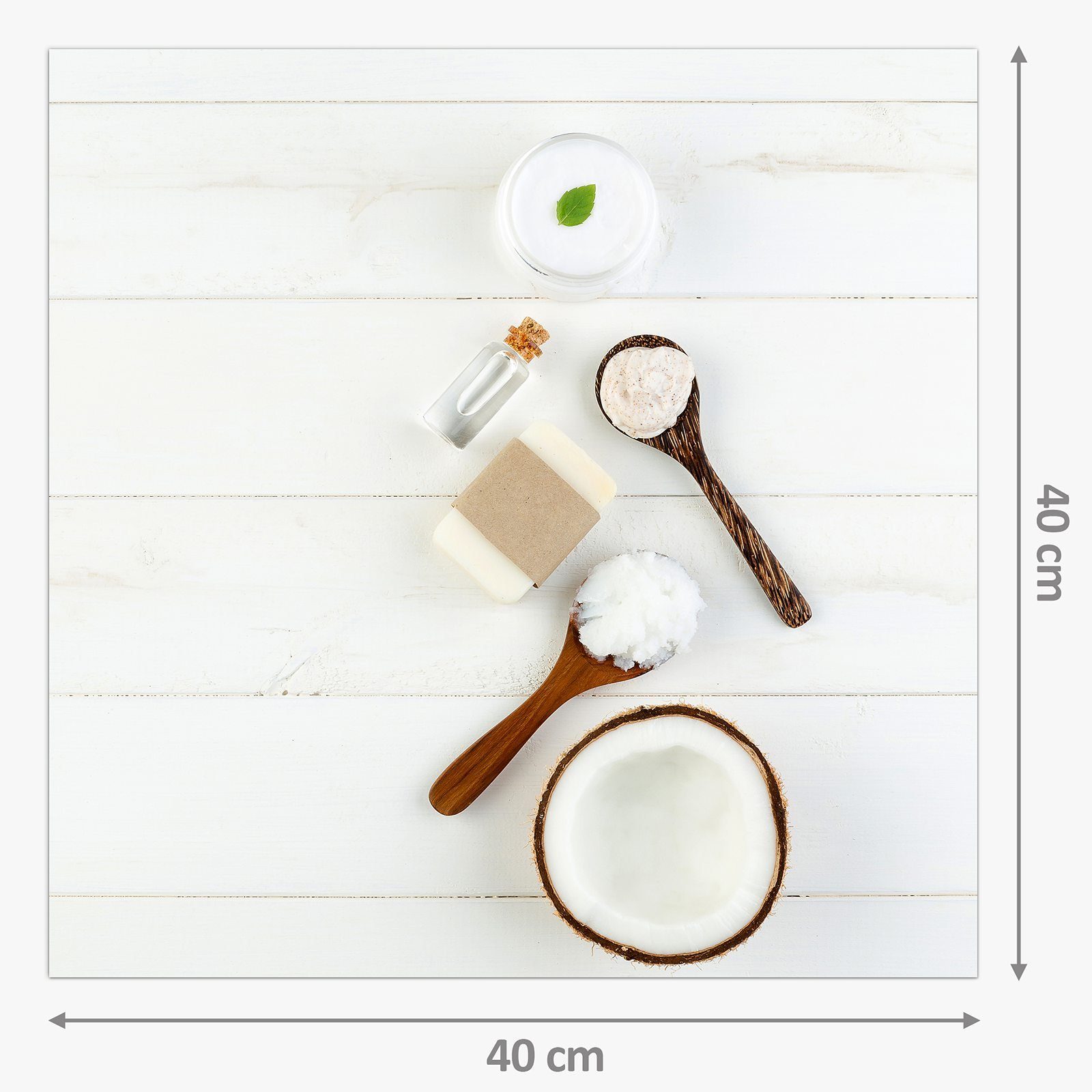 mit Produkte Kokosnuss aus Spritzschutz Glas Küchenrückwand Motiv Primedeco Küchenrückwand