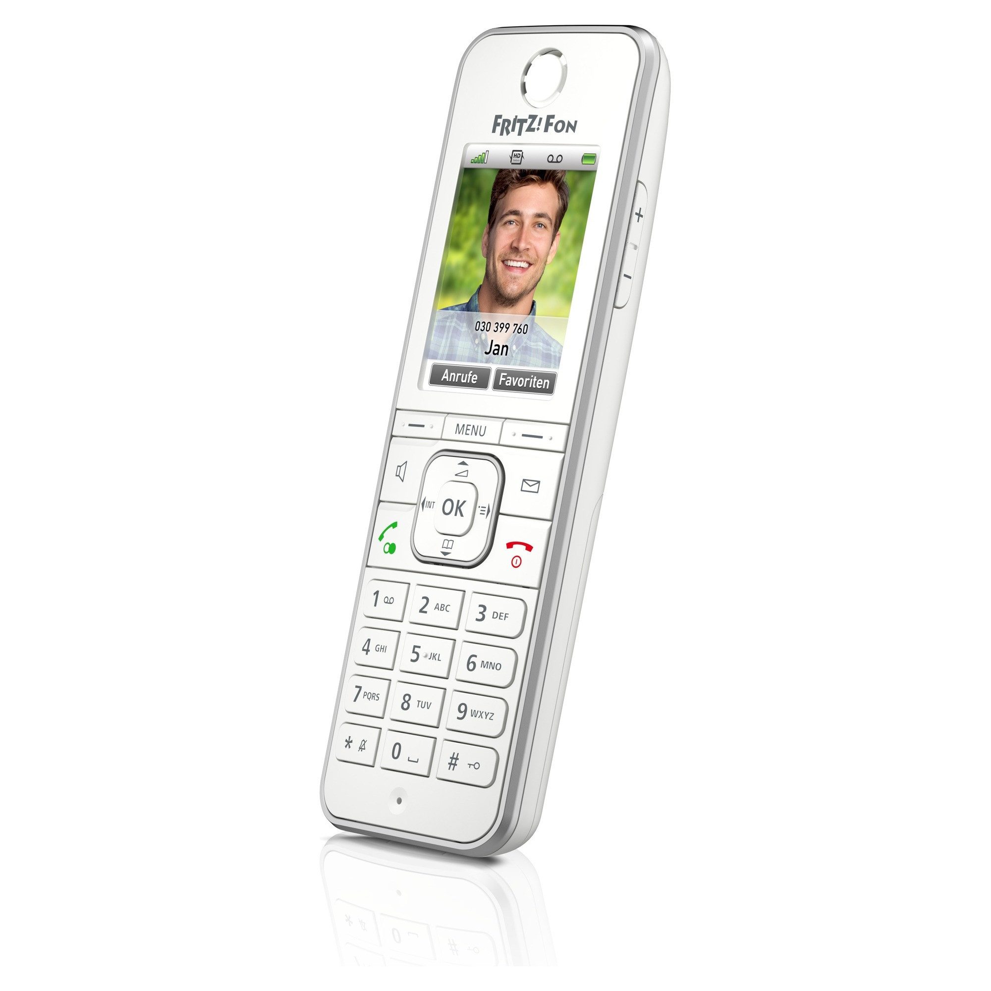 Fritz! FRITZ!Fon C6 weiß Schnurloses DECT-Telefon (Mobilteile: 1, GAP, DECT, HD-Telefonie, 2,2" Farbdisplay, Smart Home, Headset, DECT Eco)