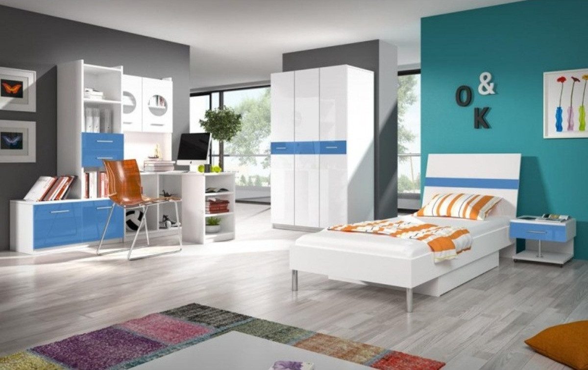 JVmoebel Aktenschrank Jugendzimmer Regal in Blau – Bücheraufbewahrung Möbelstück (Bücherregal) Made in Europa