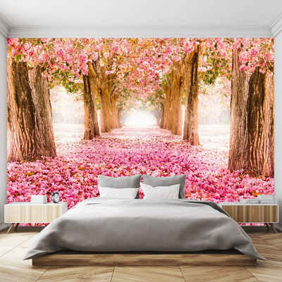 murimage® Fototapete Fototapete Pink Wald 366 x 254 cm 3D Bäume Blüten Blumen Tapete Wohnzimmer Küche Schlafzimmer inklusive Kleister