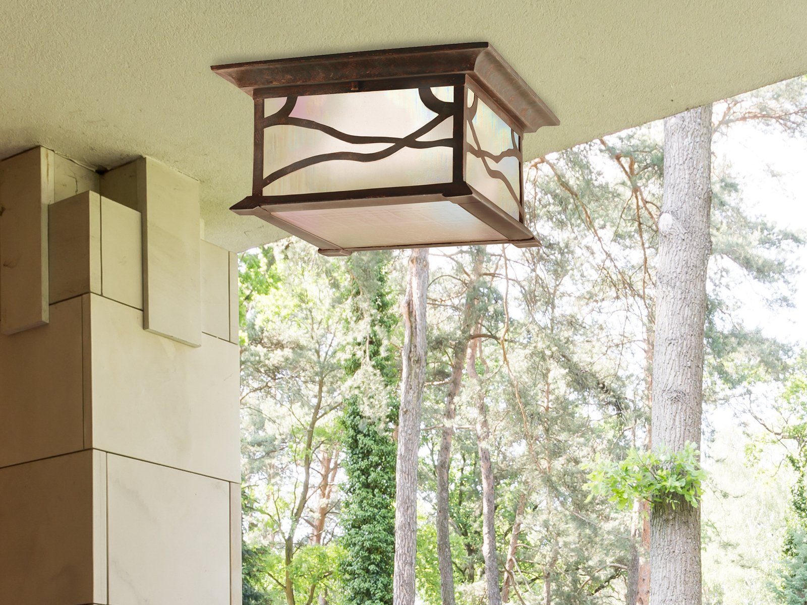 Kichler LED Außen-Deckenleuchte, LED wechselbar, warmweiß, Terrassenleuchten Haus beleuchten Außen Carport Beleuchtung, Ø30cm