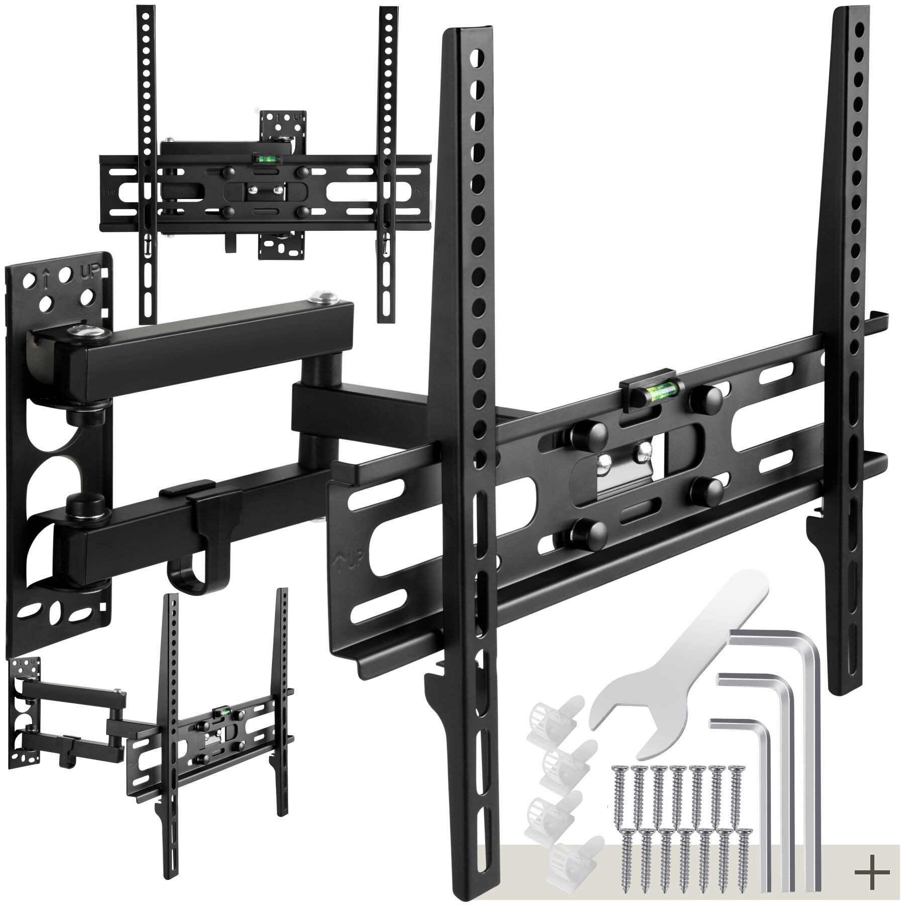 tectake TV-Wandhalterung Fernseherhalterung für 26-75 Zoll (66-191 cm), max. VESA 400 x 400, (bis 75 Zoll, für Flachbildfernseher, bis 50 kg, ausziehbar, schwenkbar und neigbar mit integrierter Kabelführung)