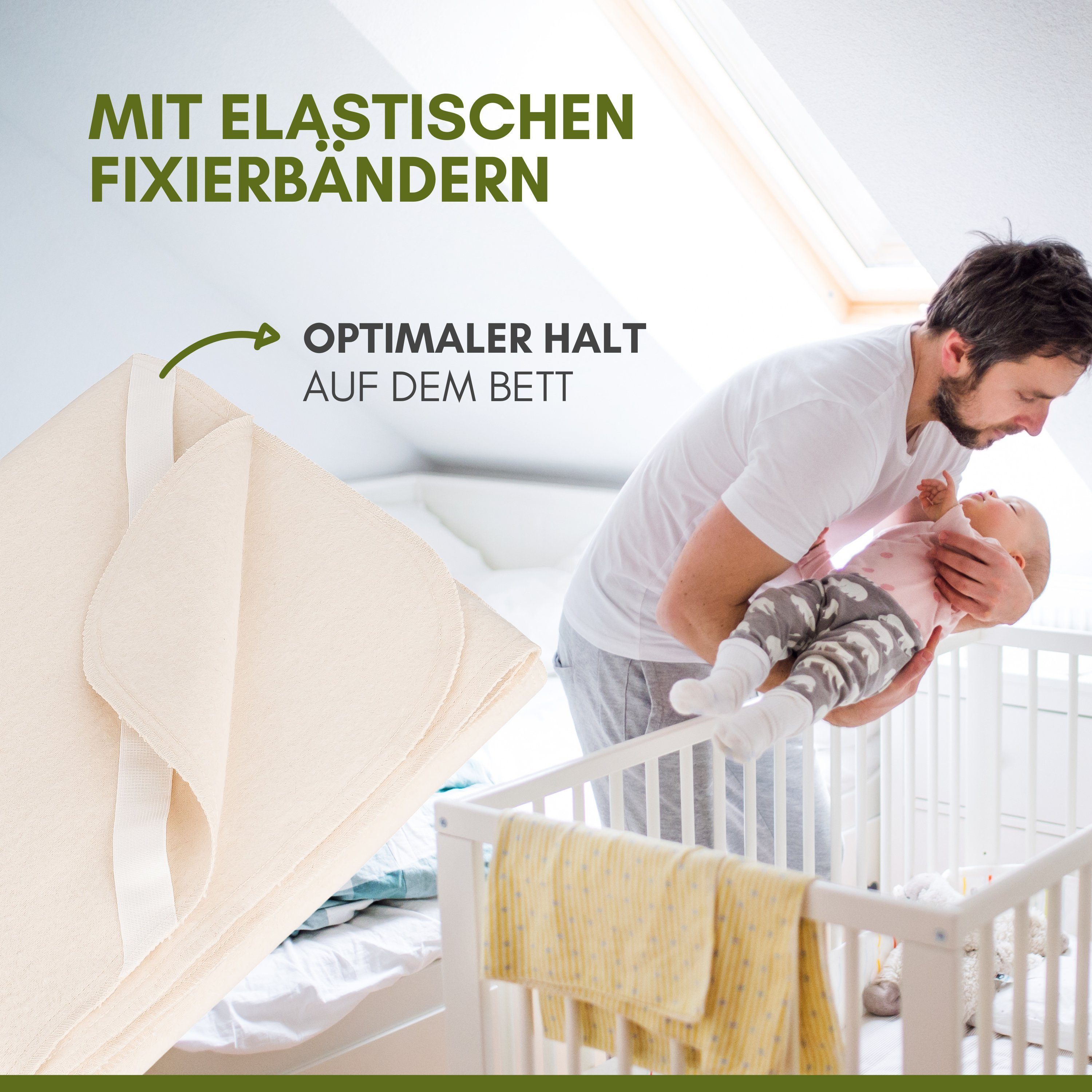 Matratzenschutzbezug Moltonauflage und IN Bio-Baumwolle GERMANY ÖKOTEX 100 aus MADE HOME, für hautfreundlich geeignet NULANI Allergiker - besonders