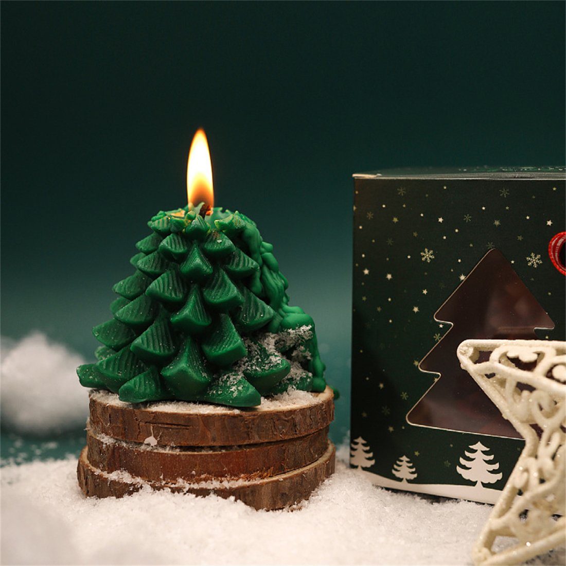 Kreative 3er-Set, Ornament Christbaumkerzen Weihnachtsbaum-Kerze DÖRÖY Weihnachts-Duftkerze