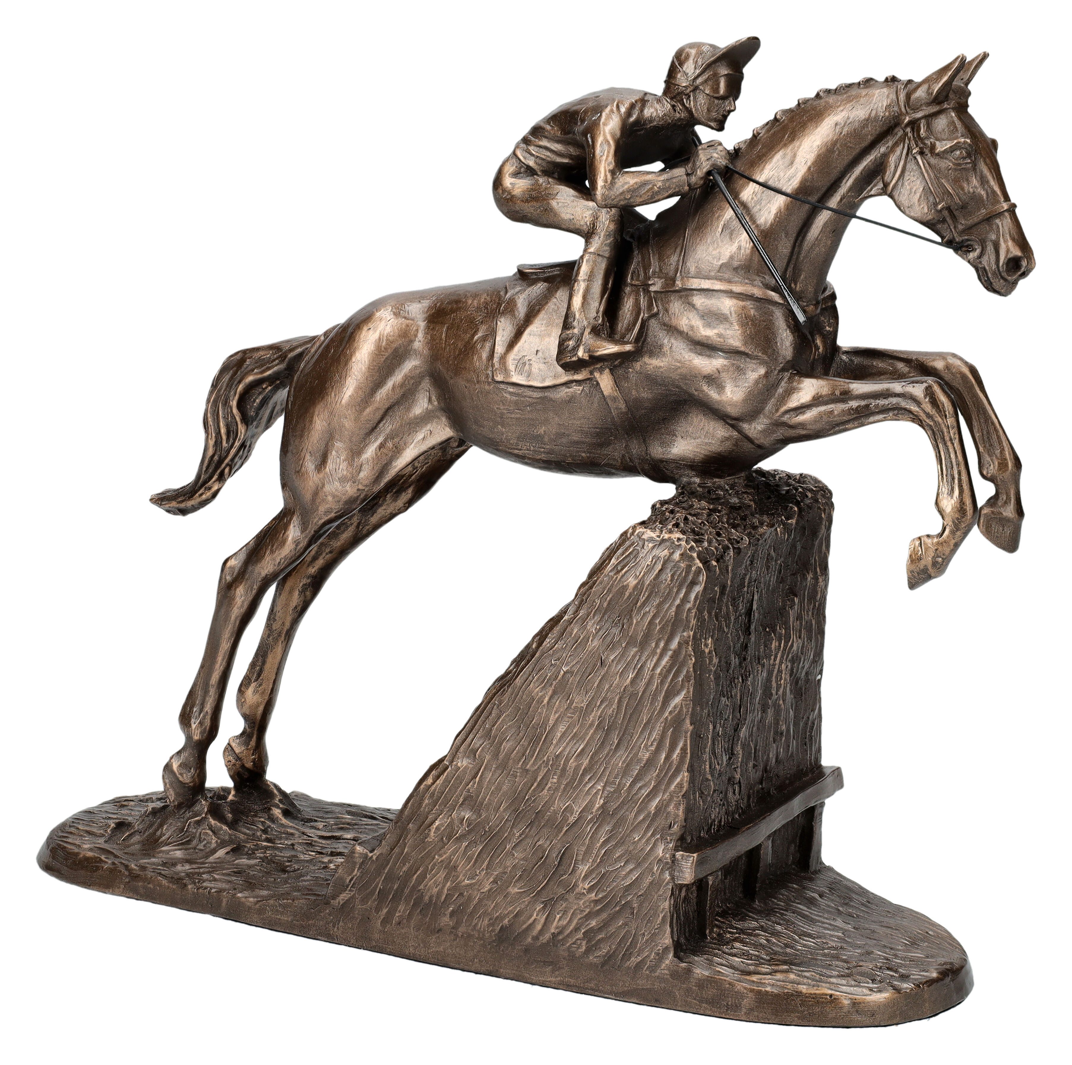 Figuren Shop GmbH Dekofigur Reiter Figur - Pferderennen Hürdensprung - Reitsport Dekofigur Pferd