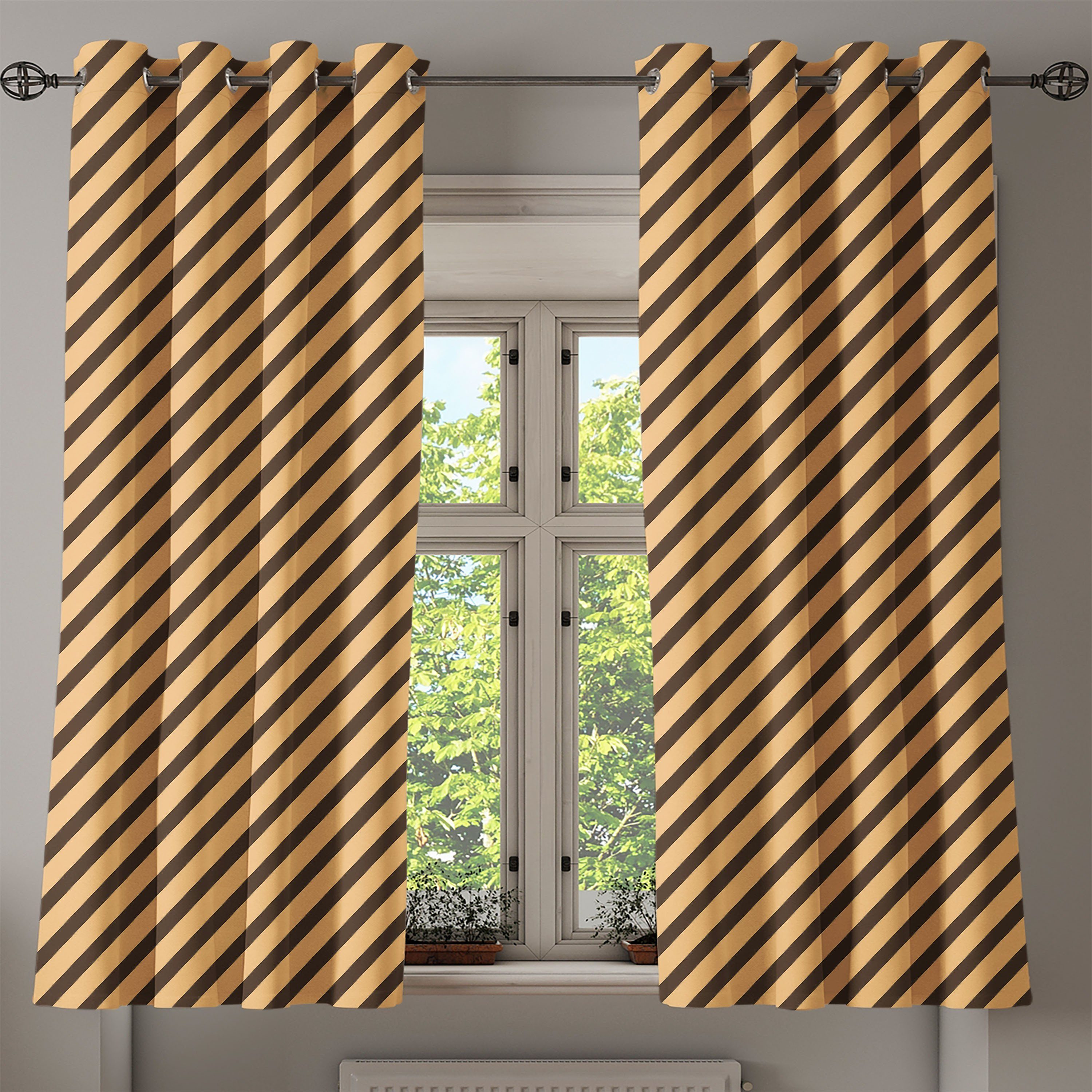 Gardine Dekorative 2-Panel-Fenstervorhänge für Modern Vintage Haupt Wohnzimmer, Schlafzimmer Abakuhaus, Gestreift