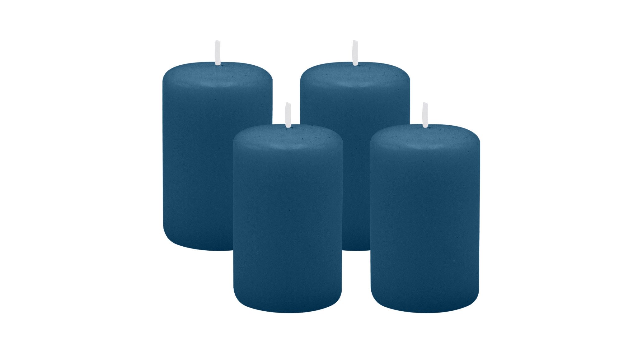 Kopschitz Kerzen Stumpenkerze 4er Set Stumpenkerzen/Adventskranzkerzen Petrol Blau Ø 50 x 80 mm
