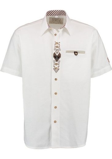 OS-Trachten Trachtenhemd »Amima« Kurzarmhemd mit Edelweiß-Stickerei auf der Knopfleiste