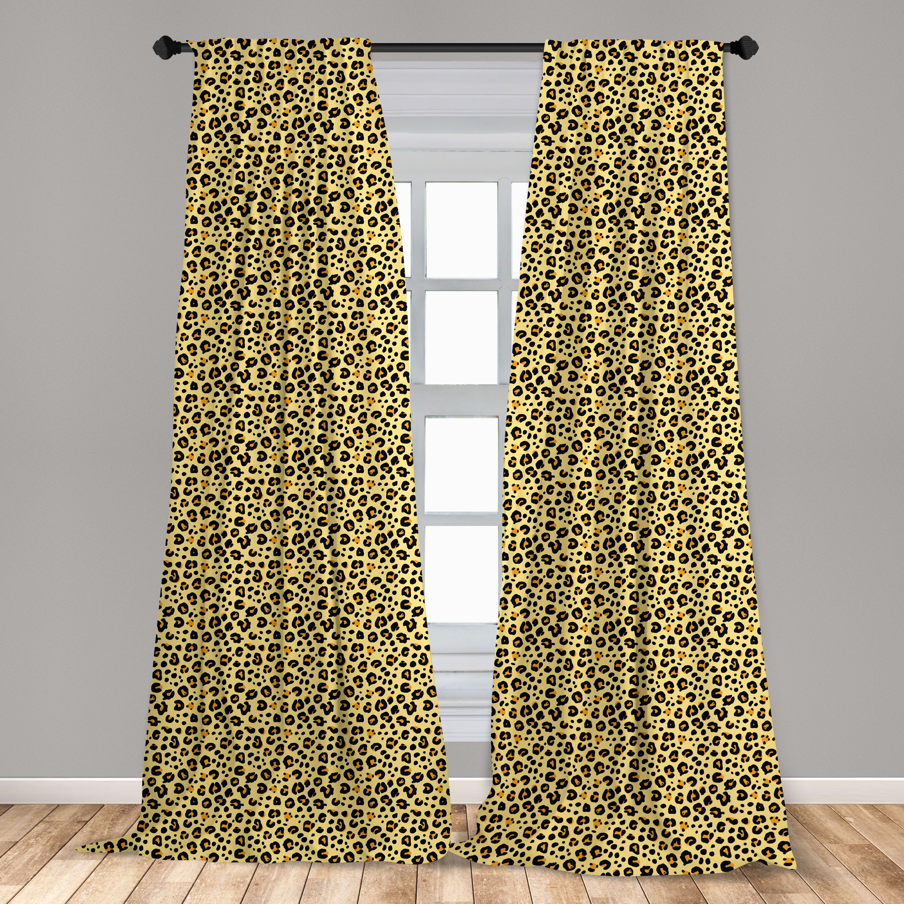 Abakuhaus, Schlafzimmer Microfaser, für Wohnzimmer Braun Leopard-Tierdruck Gardine Dekor, Vorhang Gelb