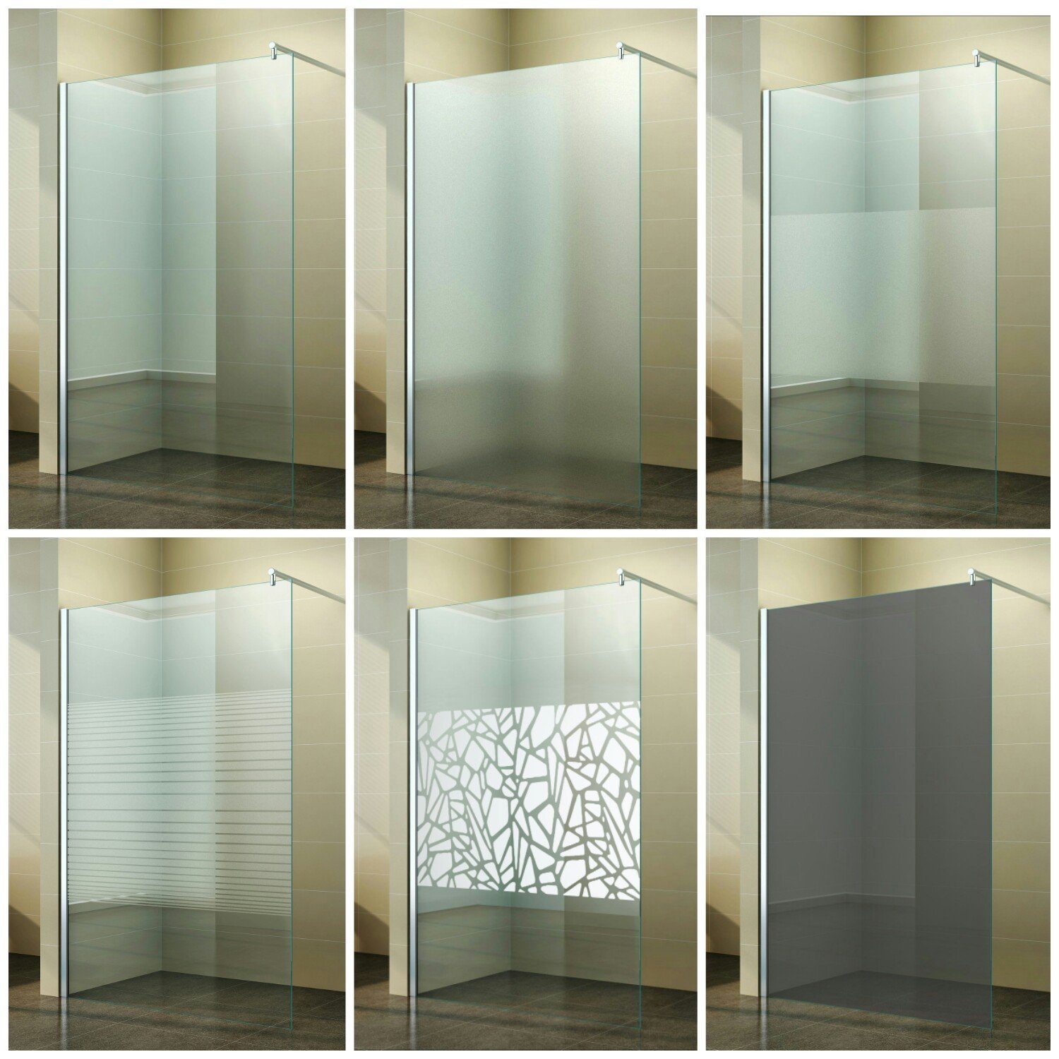 Fischer und Adamek Komplettdusche Walk In Duschabtrennung Duschwand Duschtrennwand 10mm NANO Glas, Teilsatiniert