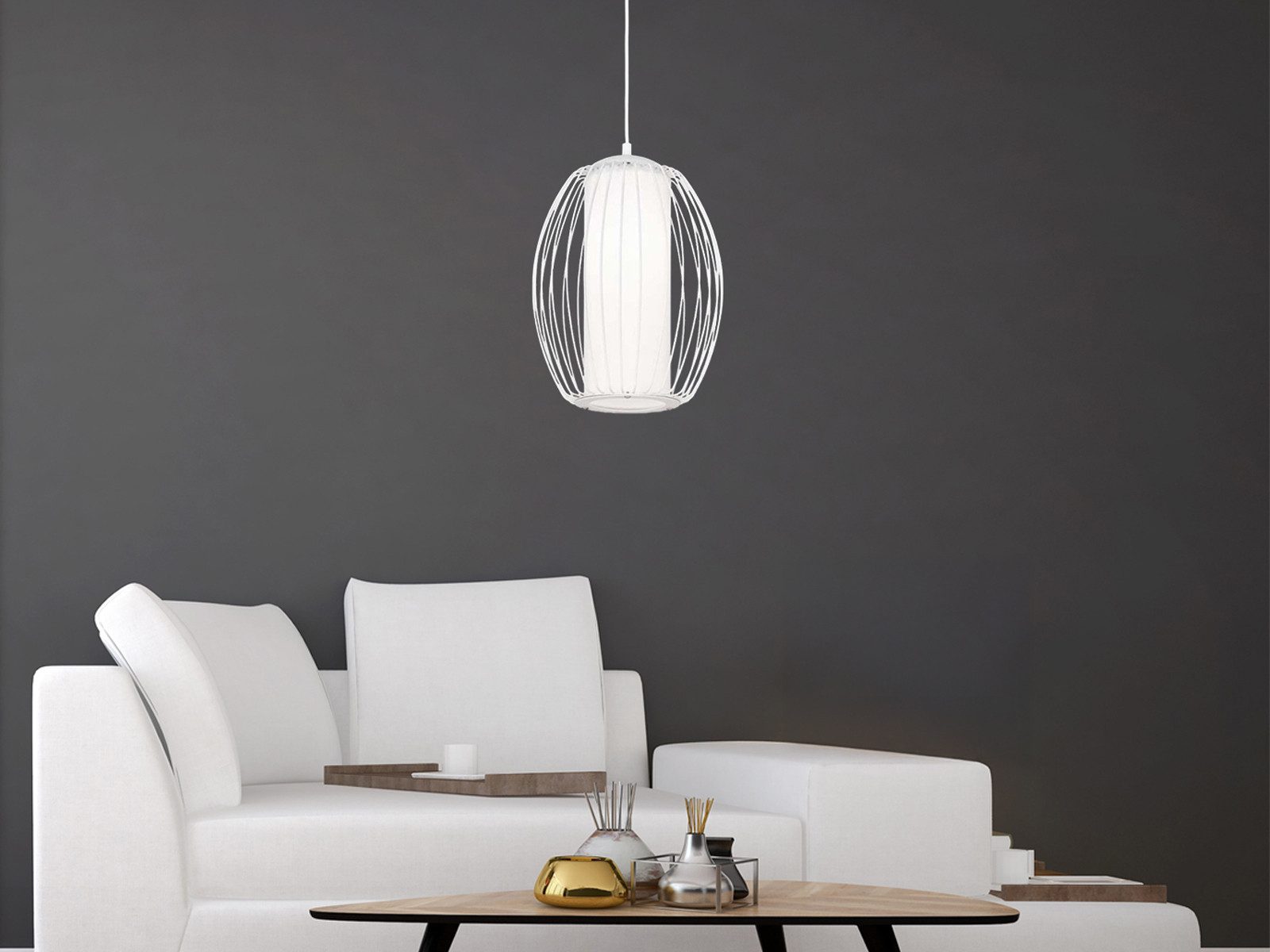 WOFI Pendelleuchte, ohne Leuchtmittel, Esstisch Gitter-Lampe Lampenschirm Milch-Glas Wohnzimmerlampen hängend