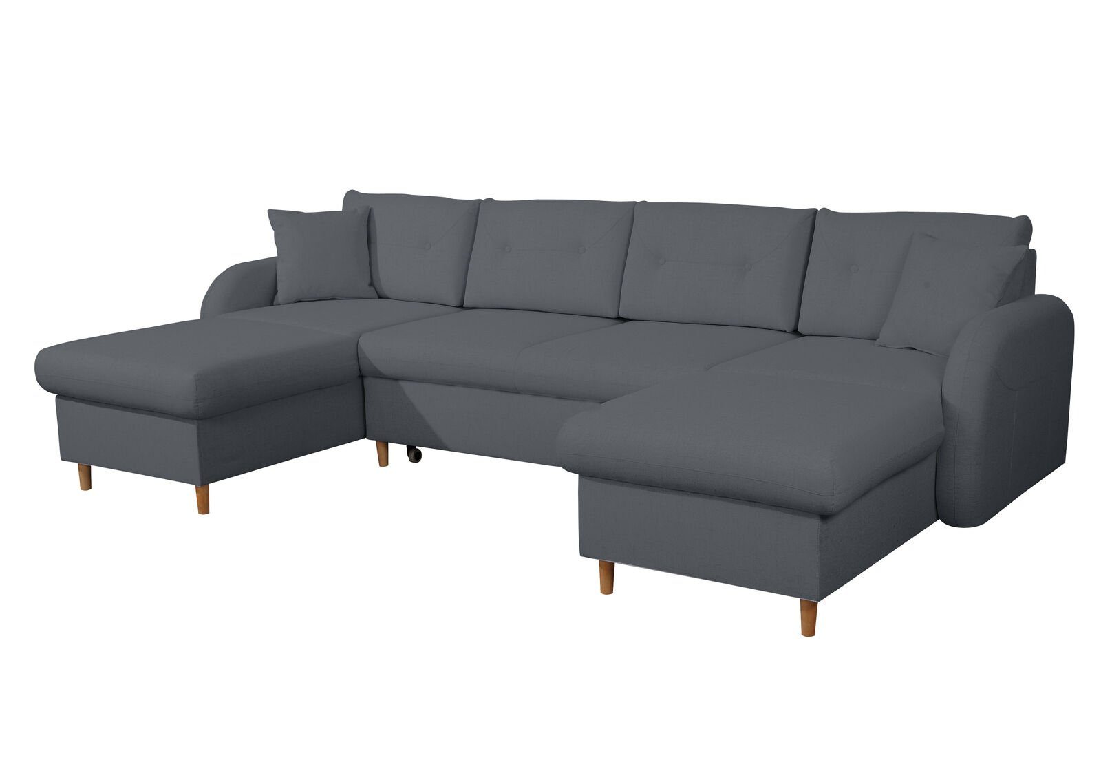 JVmoebel Ecksofa Wohnlandschaft Ecksofa Europe Design, in U-Form Stoff Couch Bettfunktion Schwarz Made