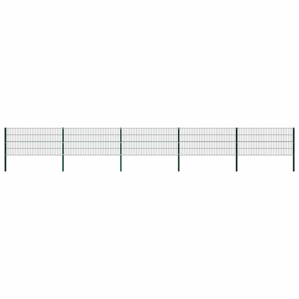 vidaXL Gartenzaun Zaunelement mit Pfosten Eisen 867 x 80 cm Grün, (1-St)