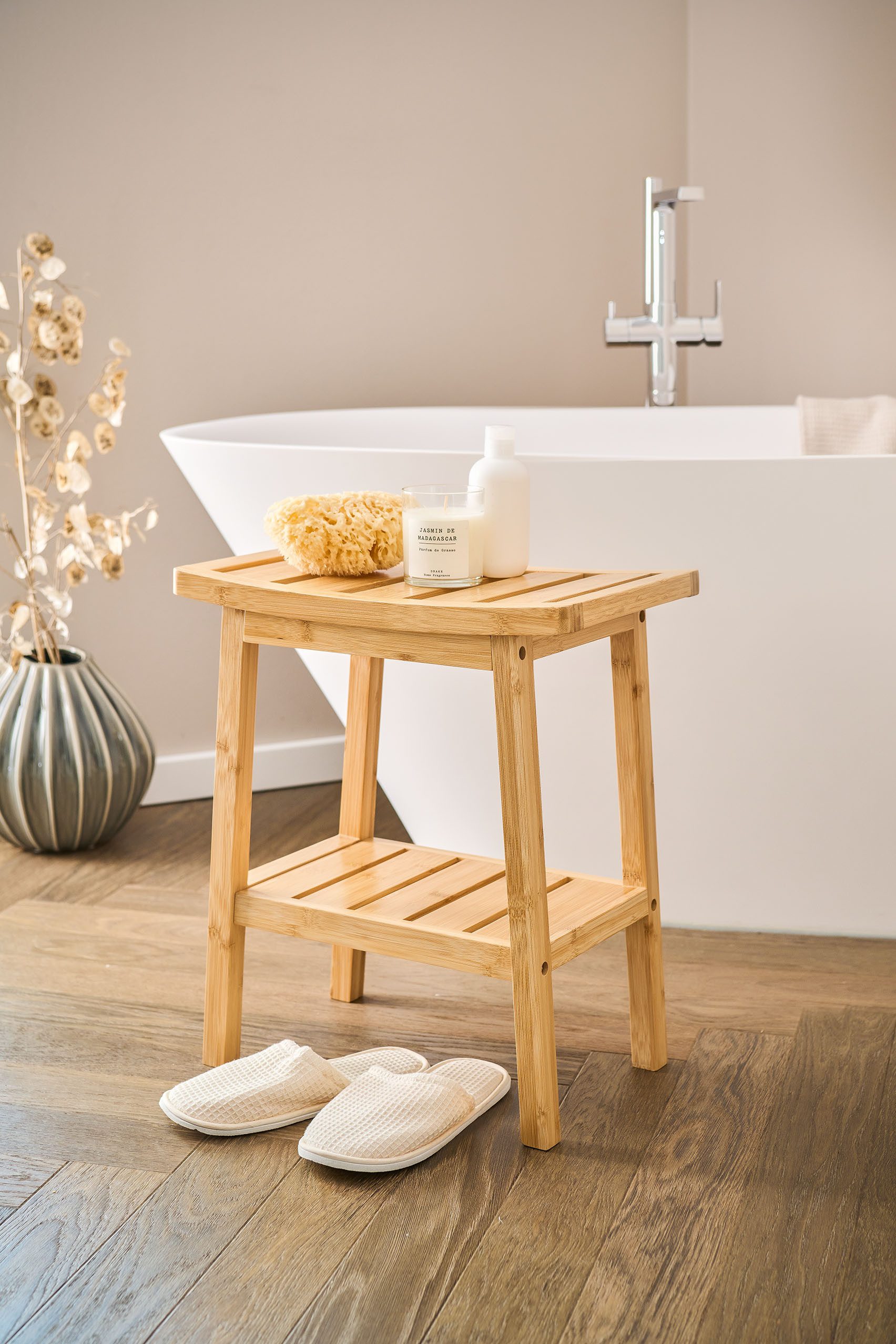 Zeller Present Badaccessoire-Set Hocker m. Ablage, Bambus