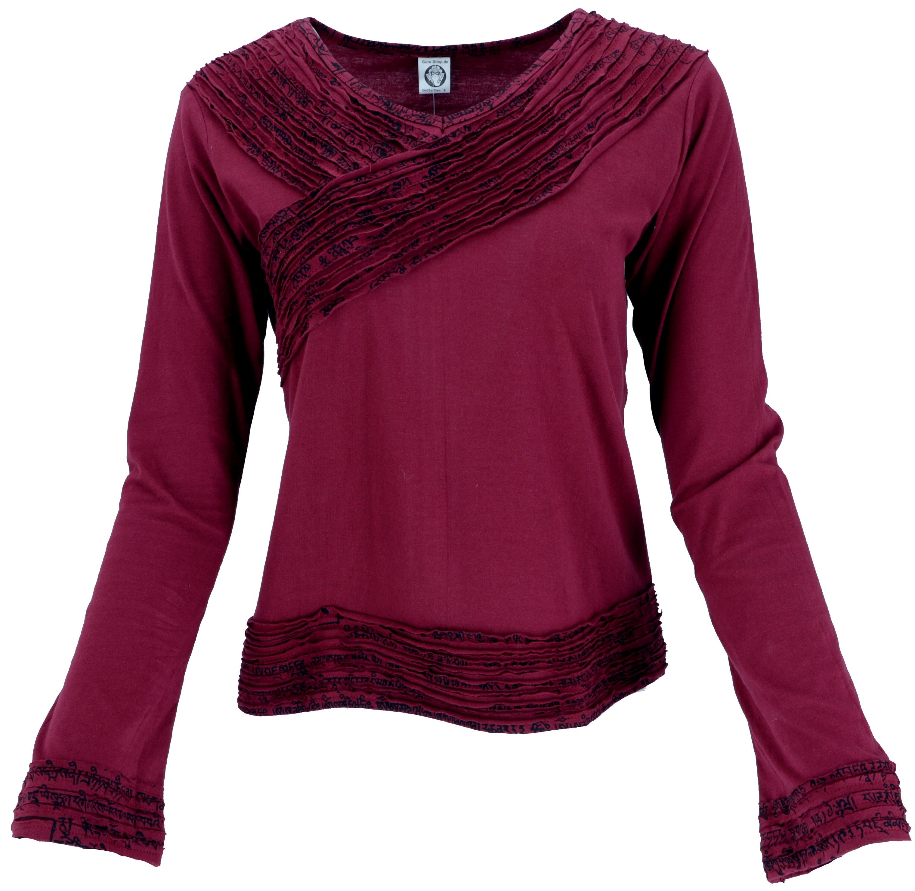 Longsleeve Langarmshirt Boho-chic, Hare Krishna Mantra..