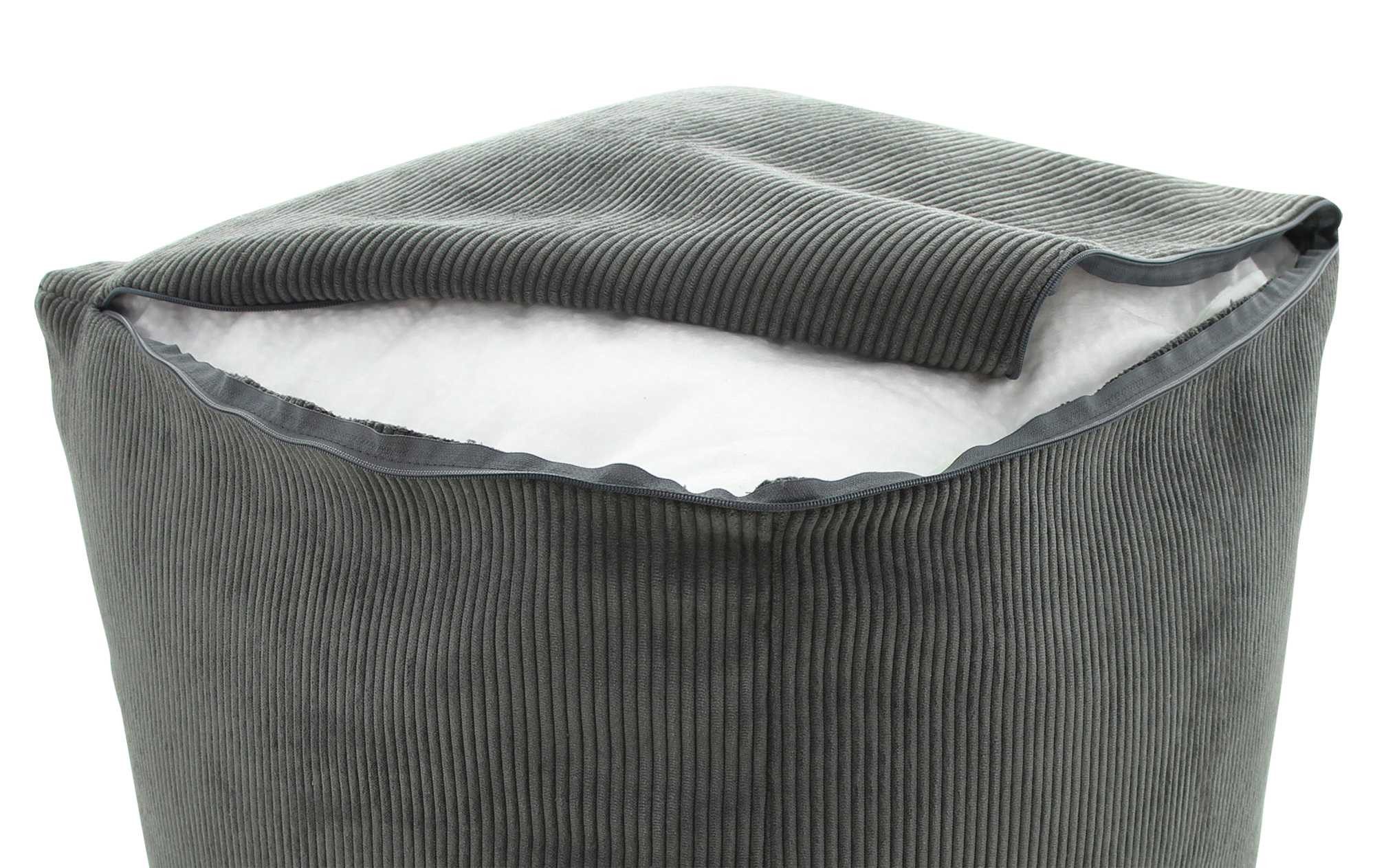Dekoleidenschaft Pouf "Grey" Sitzpouf 40x40, Bezug aus Feincord in grau, Sitzwürfel, Hocker, Sitzkissen, Fußhocker, Sitzhocker, Würfel, Stoffhocker