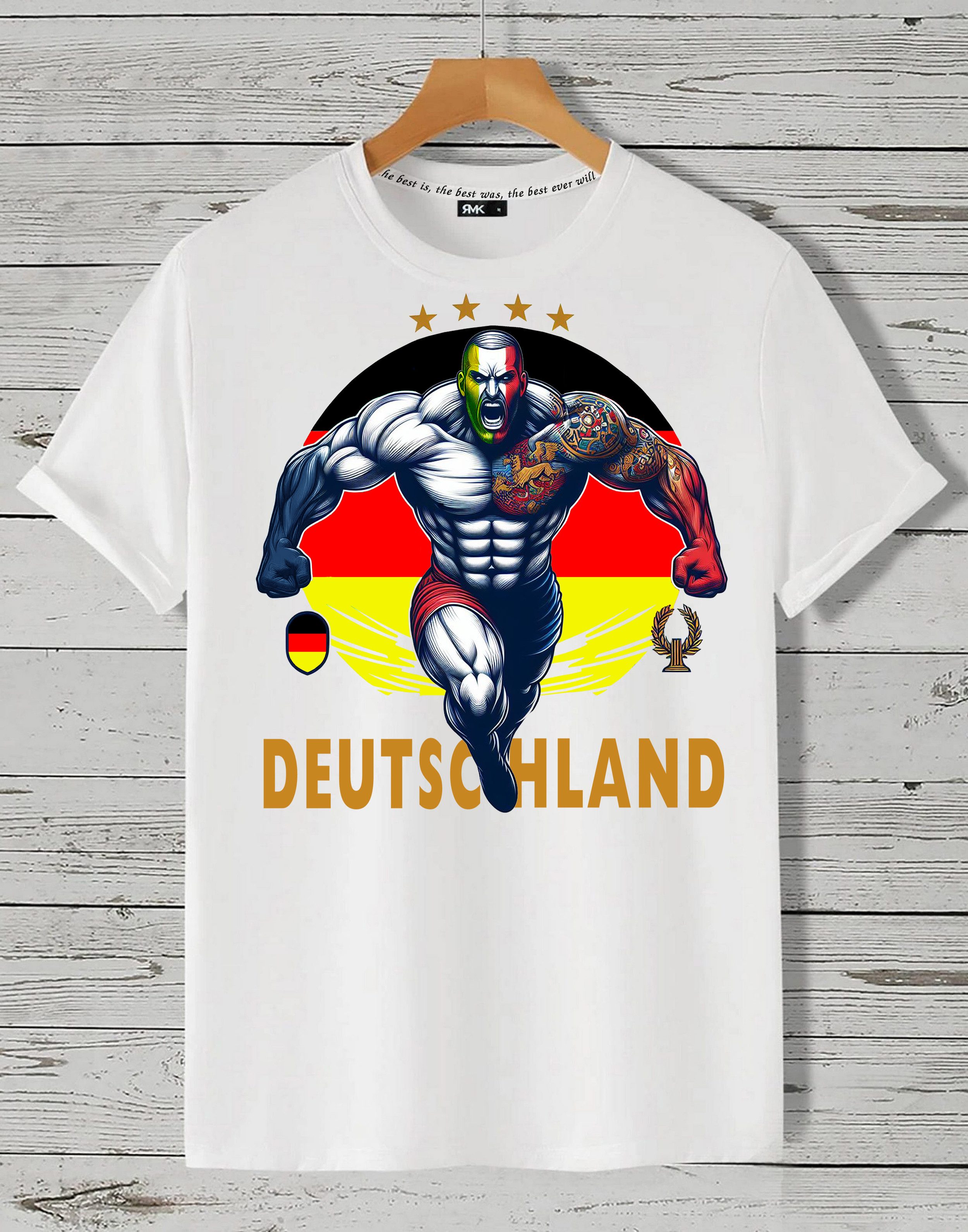 RMK T-Shirt Herren Shirt Fan Trikot Rundhals-Ausschnitt Deutschland Germany EM aus Baumwolle