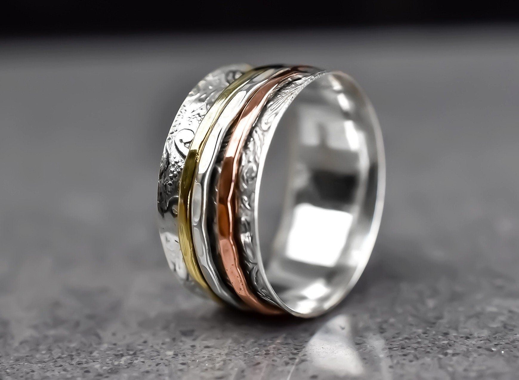 MadamLili Silberring Meditationsring mit Dreifarbigen Band - 925 Sterling S günstig online kaufen