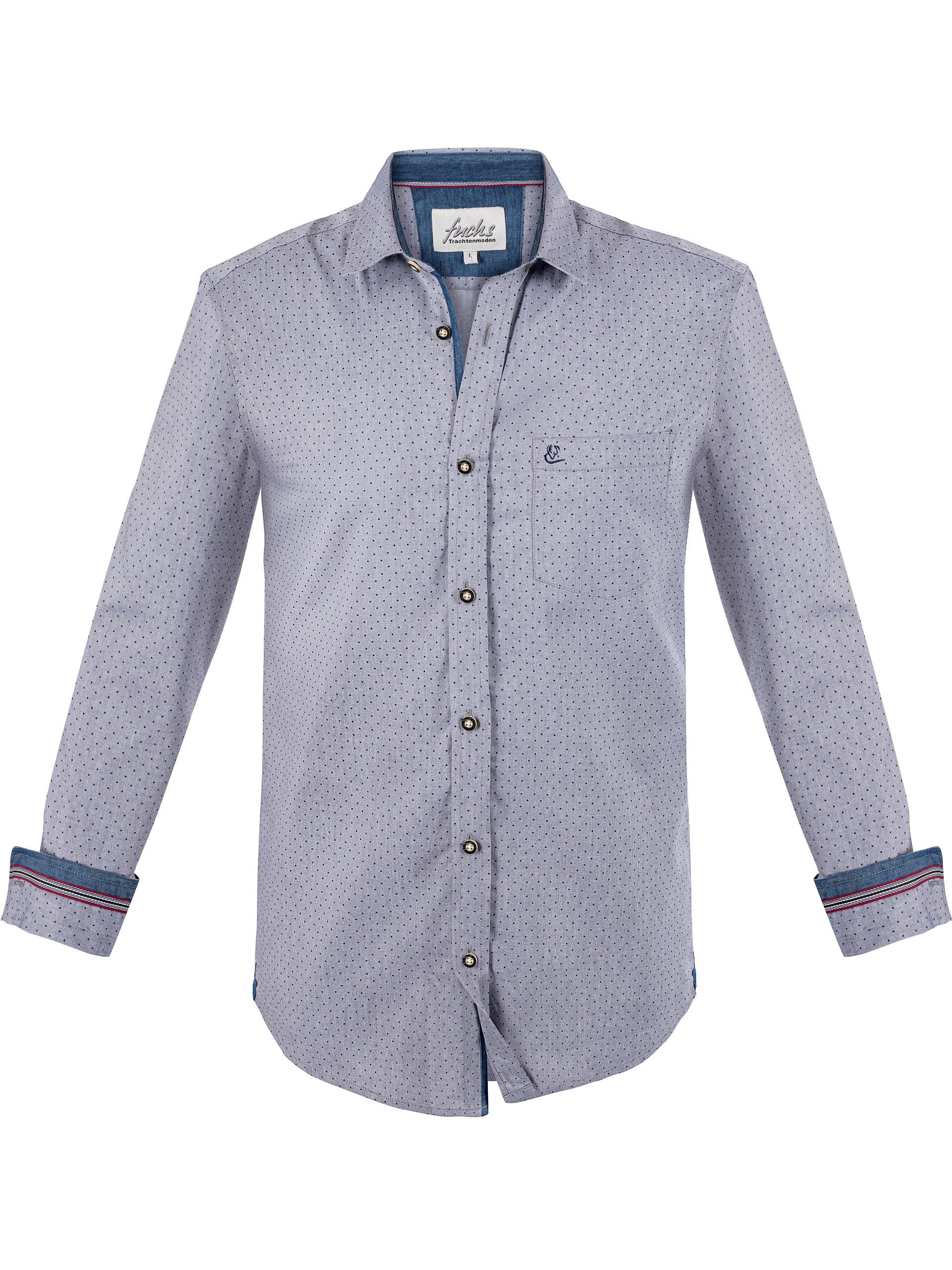 FUCHS Trachtenhemd Trachtenhemd Herren Denim Slim Fit Oktoberfest Kentkragen bayrisch (1-tlg)