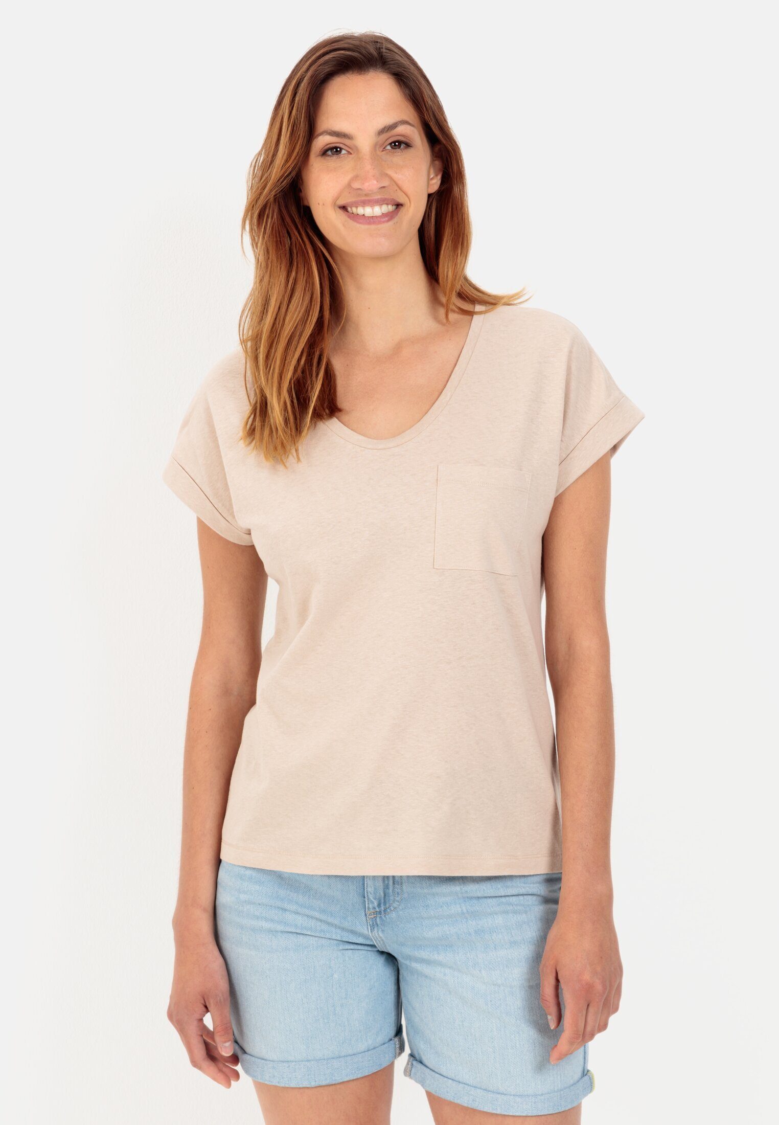 camel active T-Shirt aus Baumwoll-Leinen-Mix