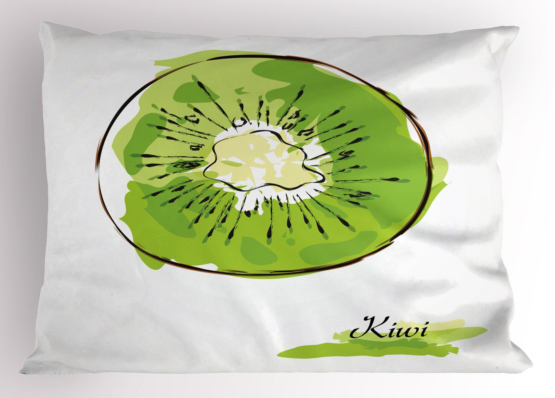 King Standard (1 Dekorativer Abakuhaus Frucht-Entwurf Gedruckter Kissenbezug, Size Stück), Kiwi Halbierte Kissenbezüge