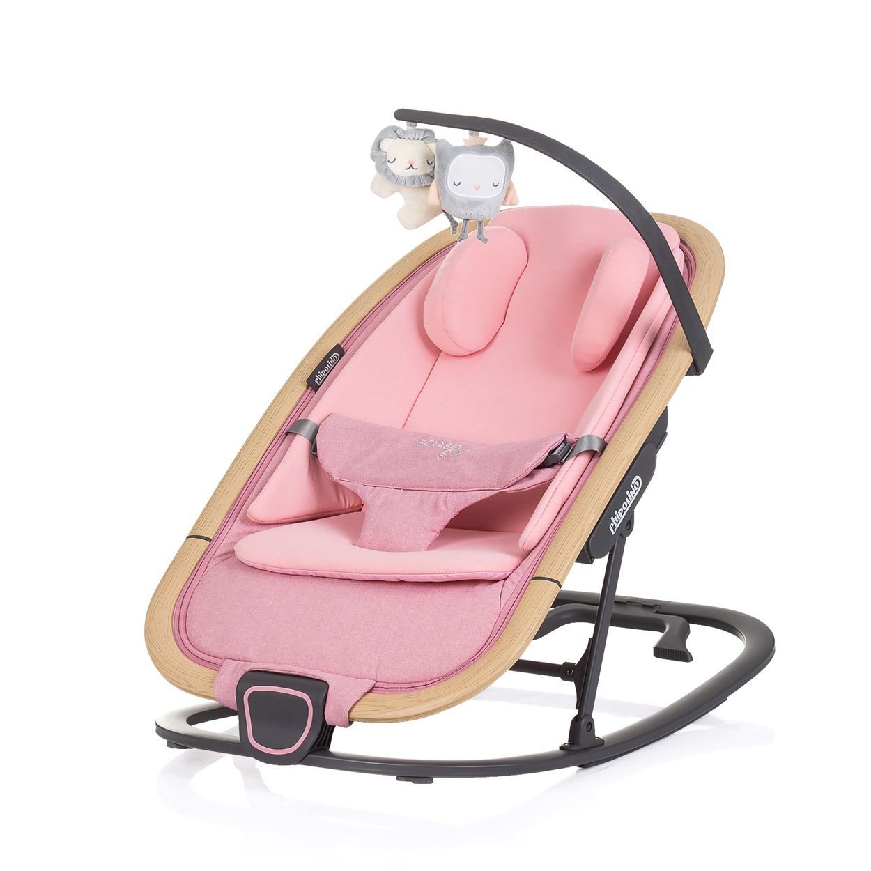 Chipolino Babywippe Senso, Holzoptik, Kopfstütze, 3-Punkt-Gurt, verstellbare Rückenlehne