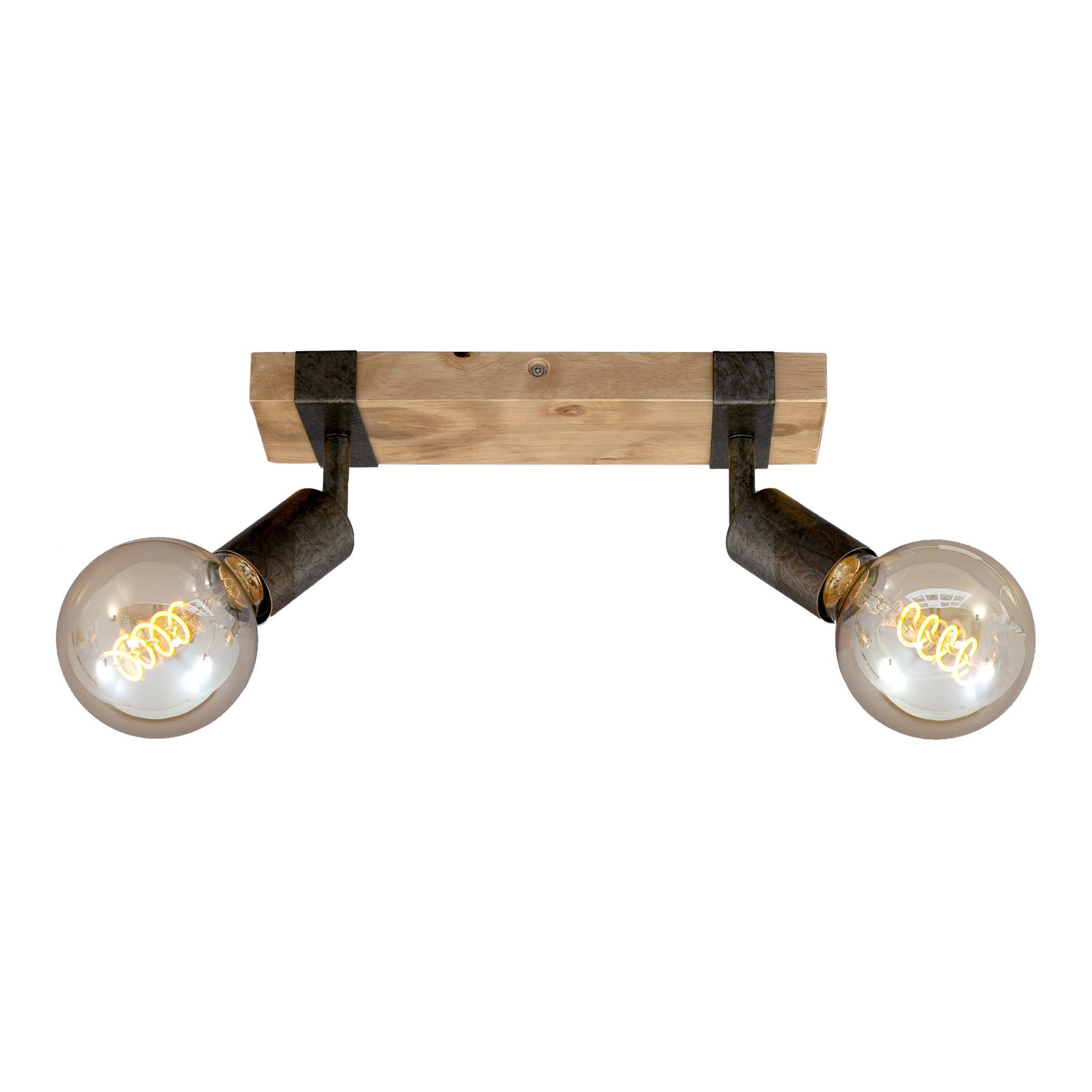 Briloner Leuchten Deckenspots 2900-021, schwenkbar, retro, Holz, ohne Leuchtmittel, Warmweiß, Deckenlampe, 28x10x9cm, Antik-Grau, max.25W, E27, Wohnzimmer, Flur | Deckenstrahler