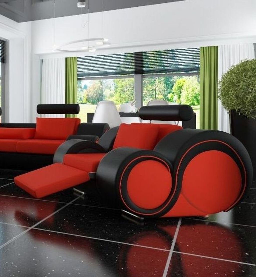 JVmoebel Sessel Designer Luxus 1-St., Schwarz Europa Sessel), mit Rot Relax Sessel Made Modern (1, in Sofort Sitz