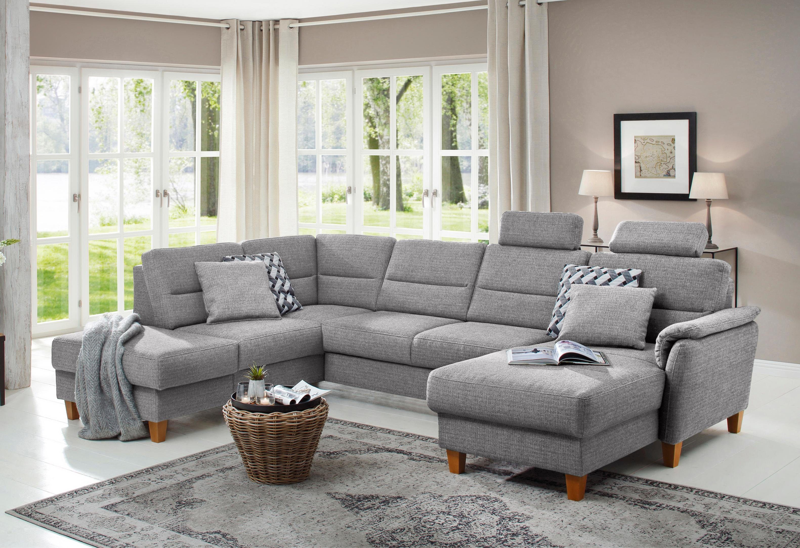 Home affaire Wohnlandschaft "Palmera U-Form, B: 308 cm" optional Bettfunkti günstig online kaufen