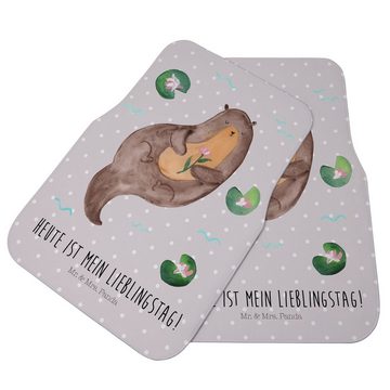 Fußmatte Otter Seerose - Grau Pastell - Geschenk, Fluss, Otter Seeotter See Ot, Mr. & Mrs. Panda, Höhe: 0.5 mm