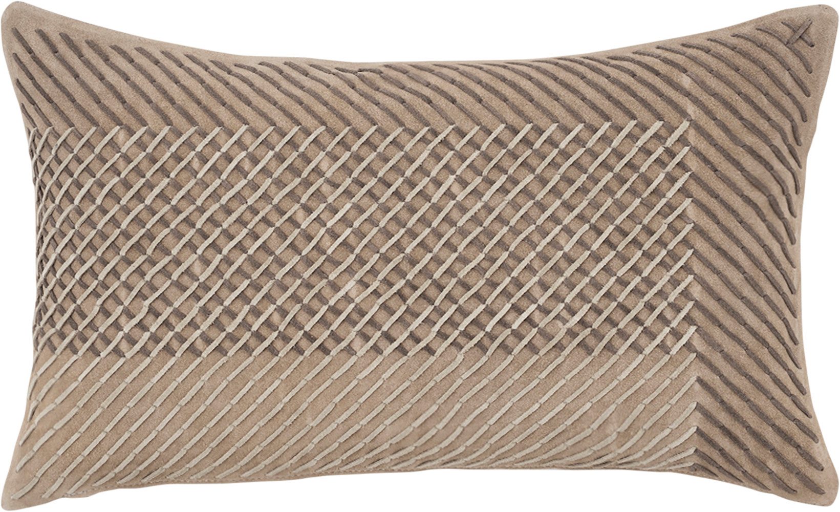 PAD Dekokissen LEATHER STITCH, Vorderseite Echtleder – Rückseite reine Baumwolle
