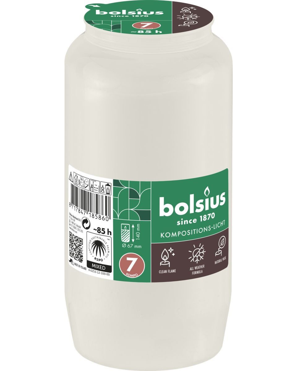 Bolsius Grabkerze Bolsius Kompositions-Öllicht Nr. 7 weiß 1 Stück