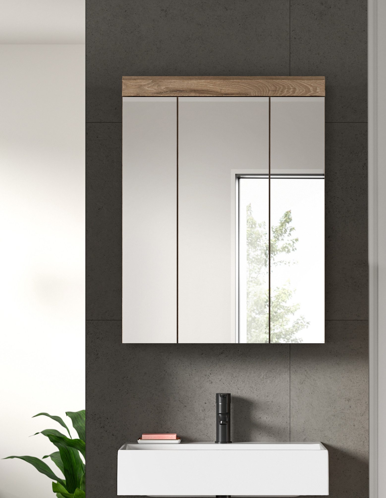 INOSIGN Badezimmerspiegelschrank SIENA, Breite 60cm, 3 Spiegeltüren, 9 Fäch günstig online kaufen