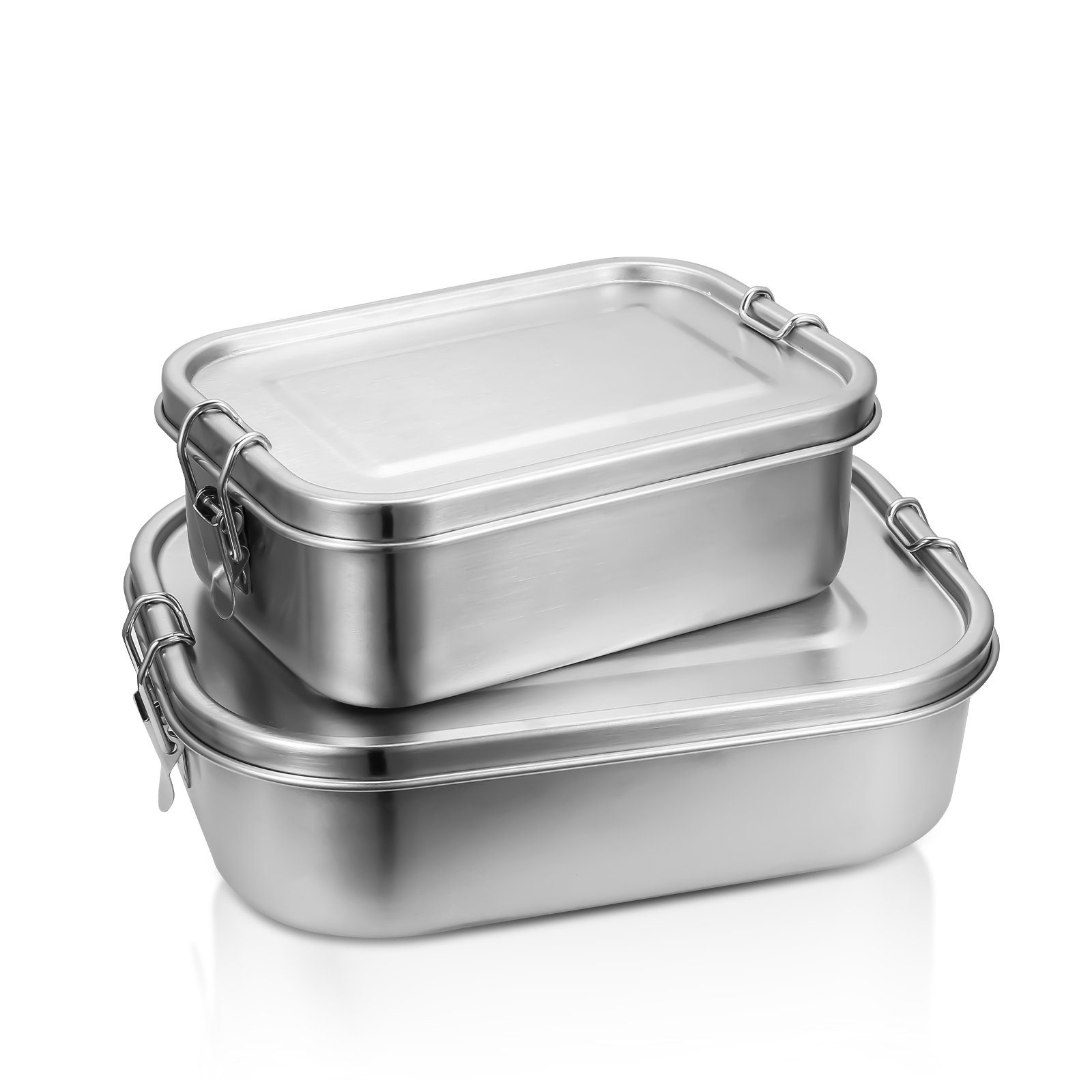 TolleTour Lunchbox Edelstahl Brotdose - Nachhaltige Lunchbox für Büro Schule Picknick Silber 1200+1400ml