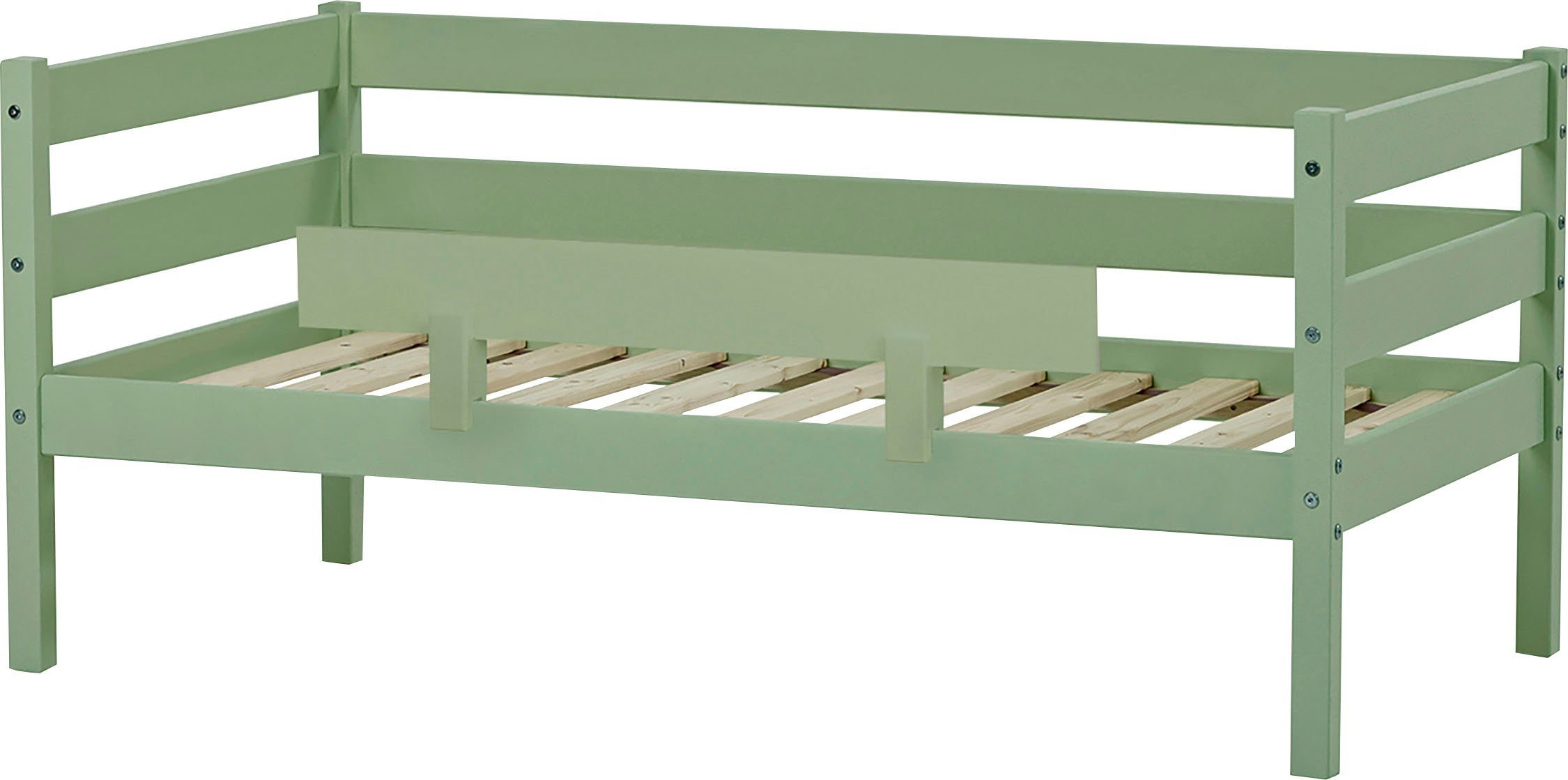 mit Matratze 8 Rollrost Absturzsicherung ECO Comfort Einzelbett und Hoppekids wahlweise in (Set), grün Farben, mit blasses