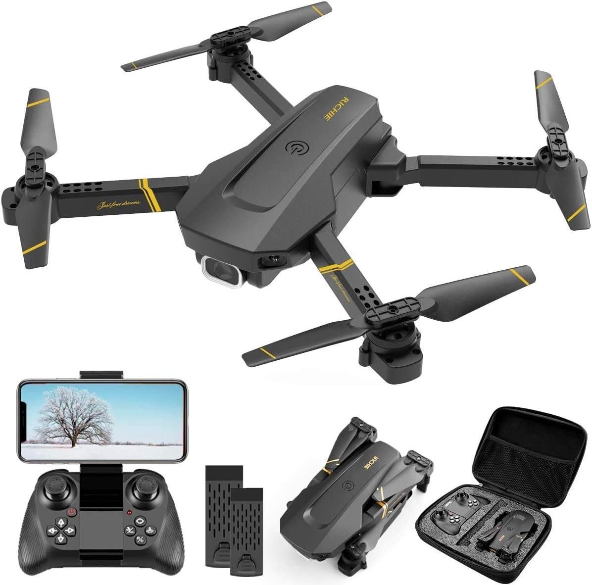 4DRC für Kinder & Anfänger, klappbarer Quadcopter Spielzeug-Drohne (1080P HD, v4, 32 Minuten Flugzeit, FPV-Live-Video, automatischer Schwebeflug) Schwarz