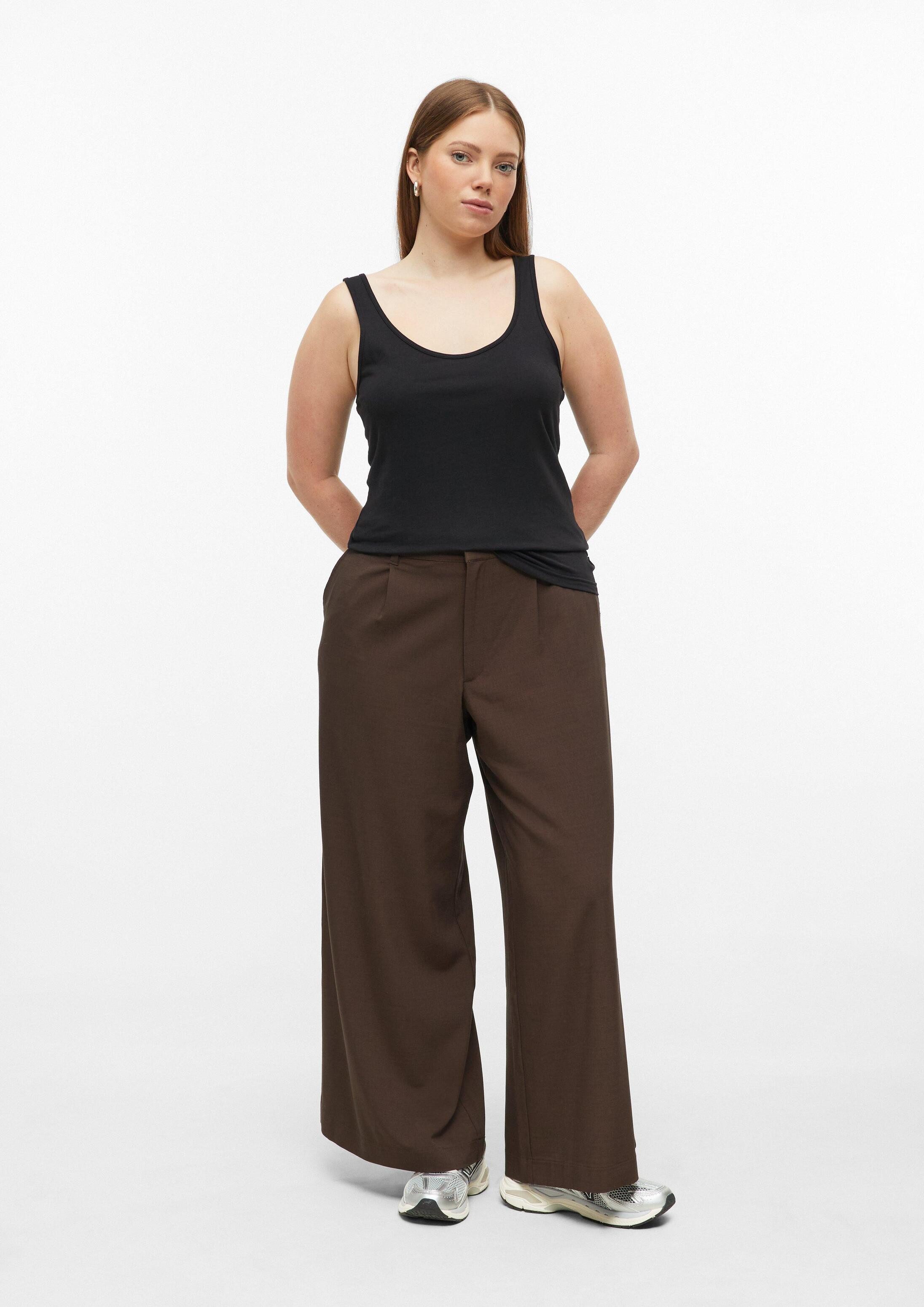 QS Chinos Hose Bundfaltenhose mit weitem Bein